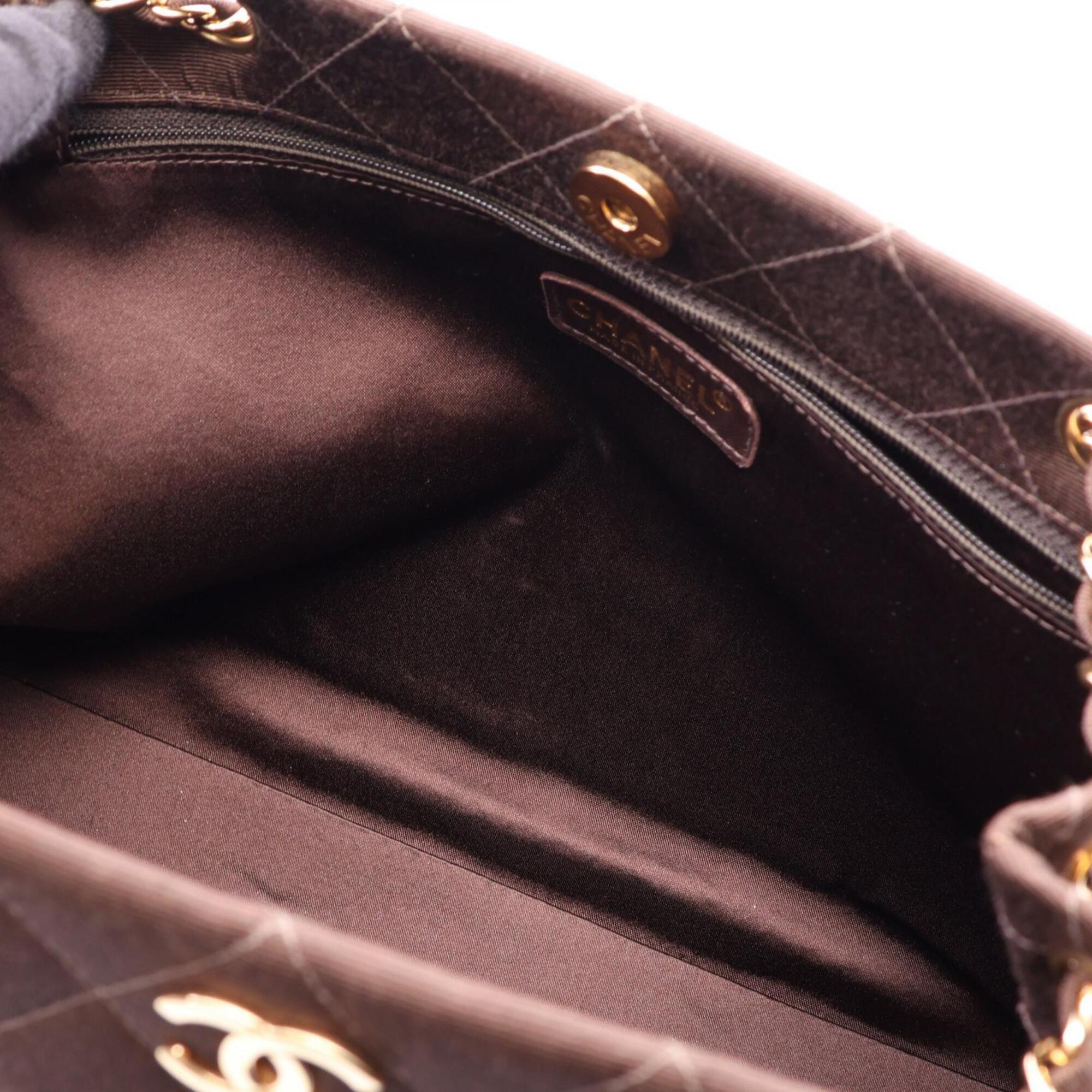 Chanel Brown Nylon Canvas Handbag Shoulder Bag (Pre-Owned)