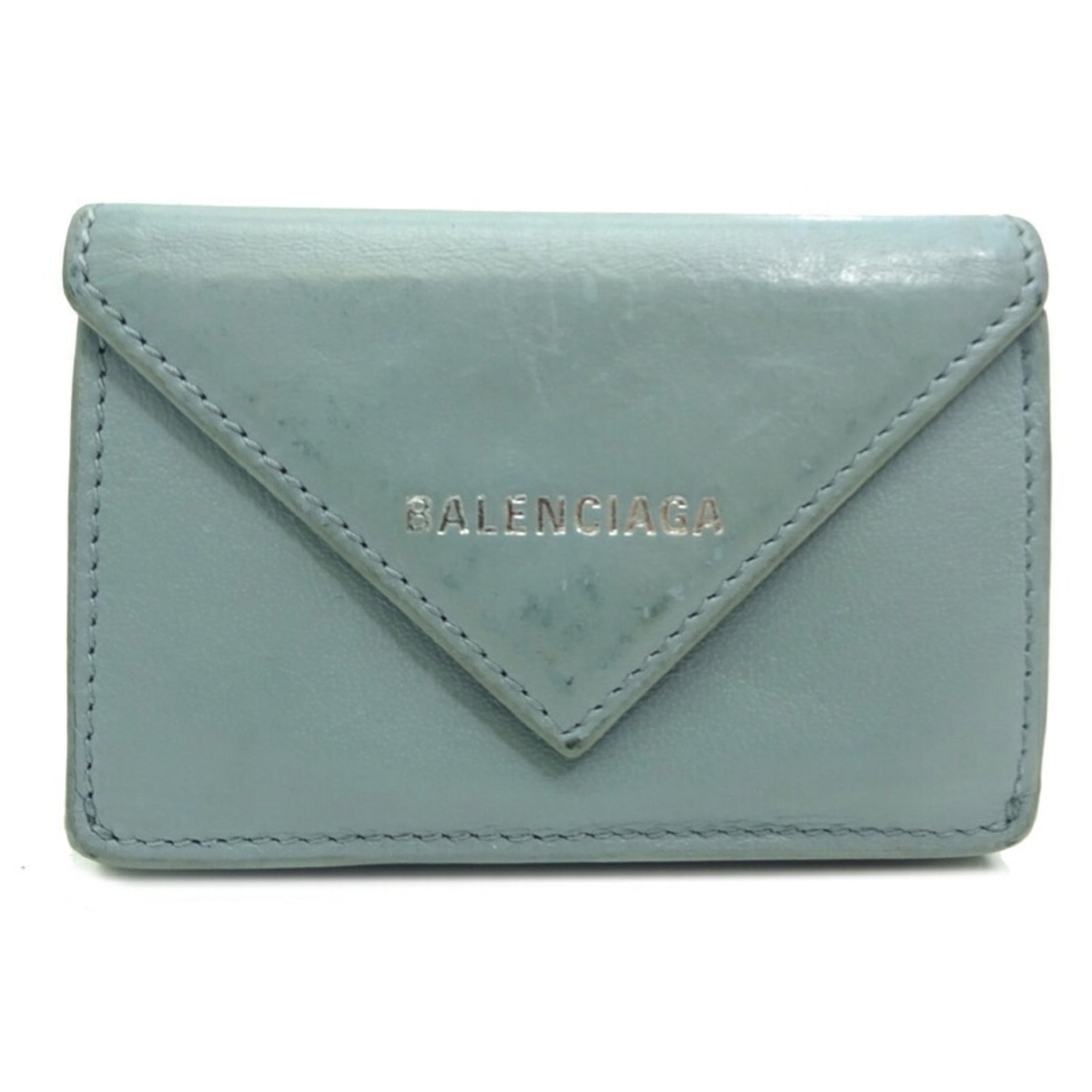 Balenciaga Light Blue Leather Wallet (Tri-Fold) (Pre-Owned)