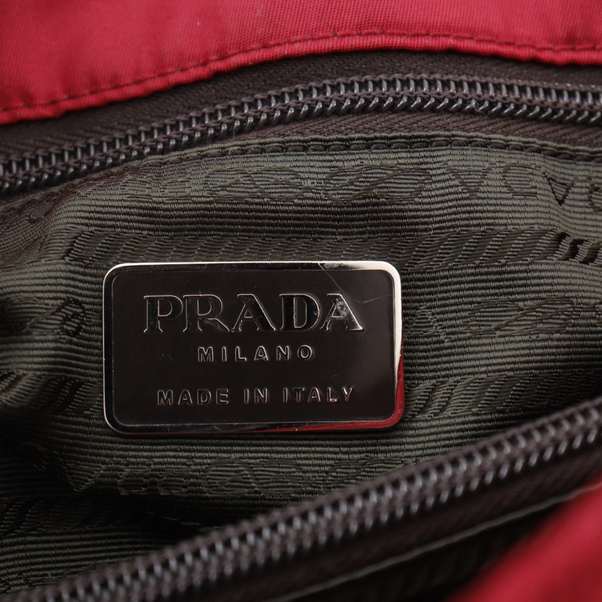 Prada Red Color Nylon Tote Bag (Pre-Owned)
