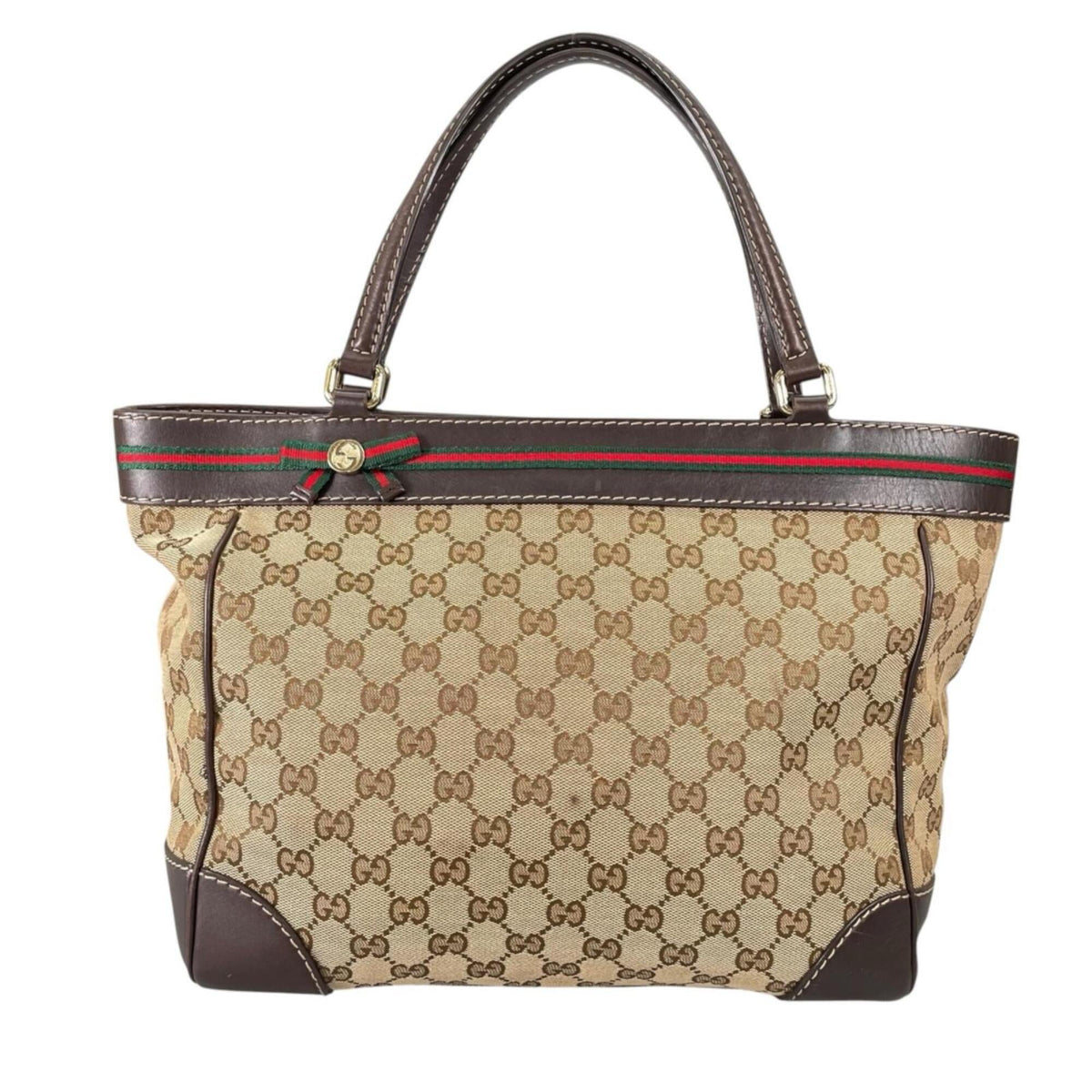 Gucci Gg Canvas Beige Gg Canvas Handbag Tote Bag (Pre-Owned)
