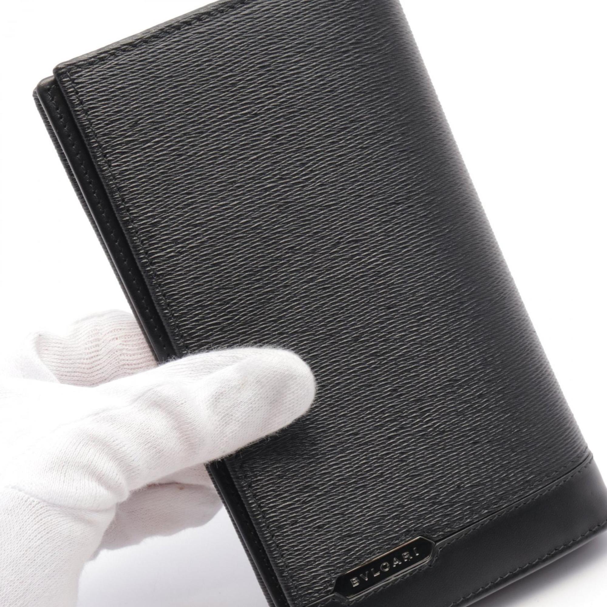 Bvlgari Black Leather Long Wallet (Bi-Fold) (Pre-Owned)