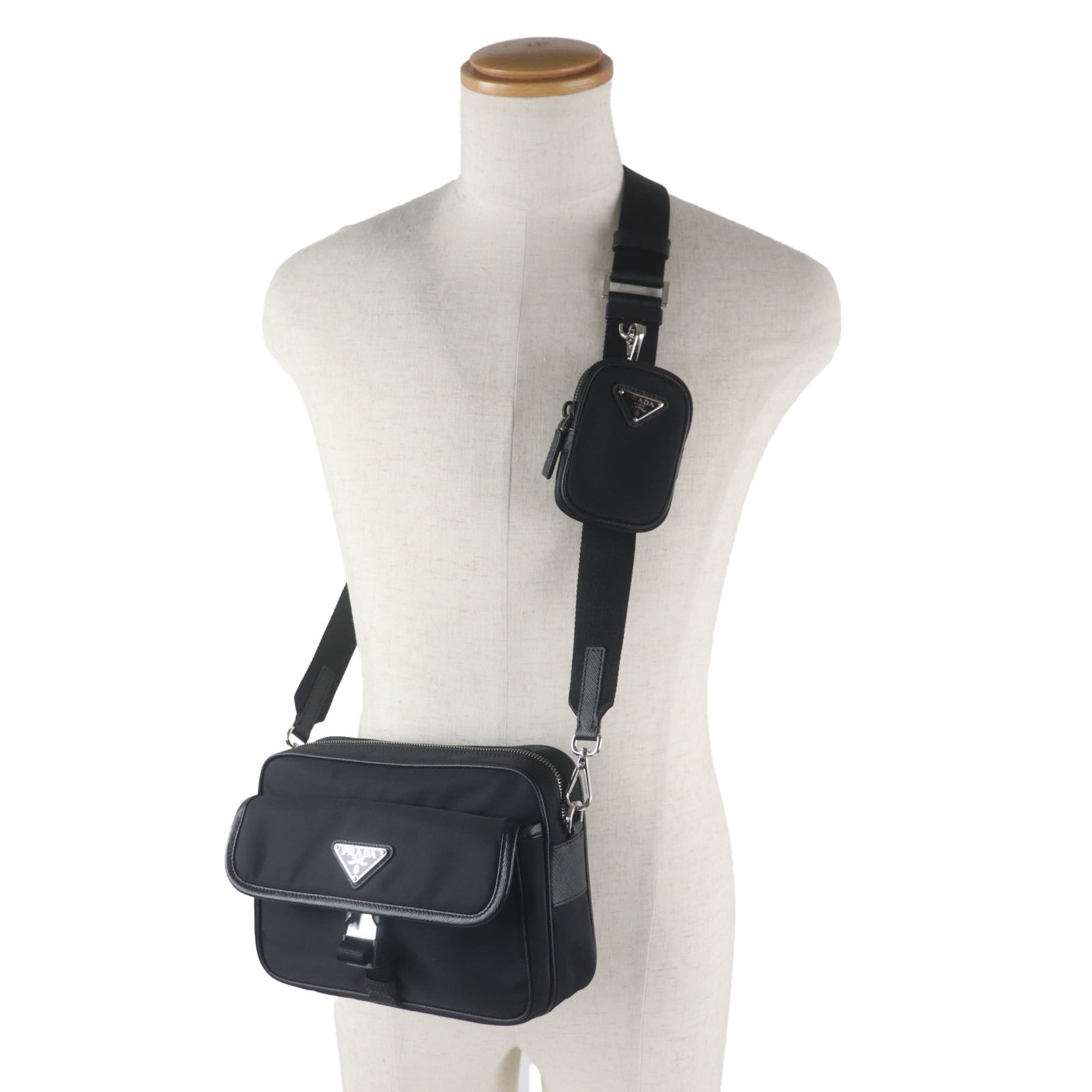 Prada Black Nylon Saffiano Shoulder Bag (Pre-Owned)