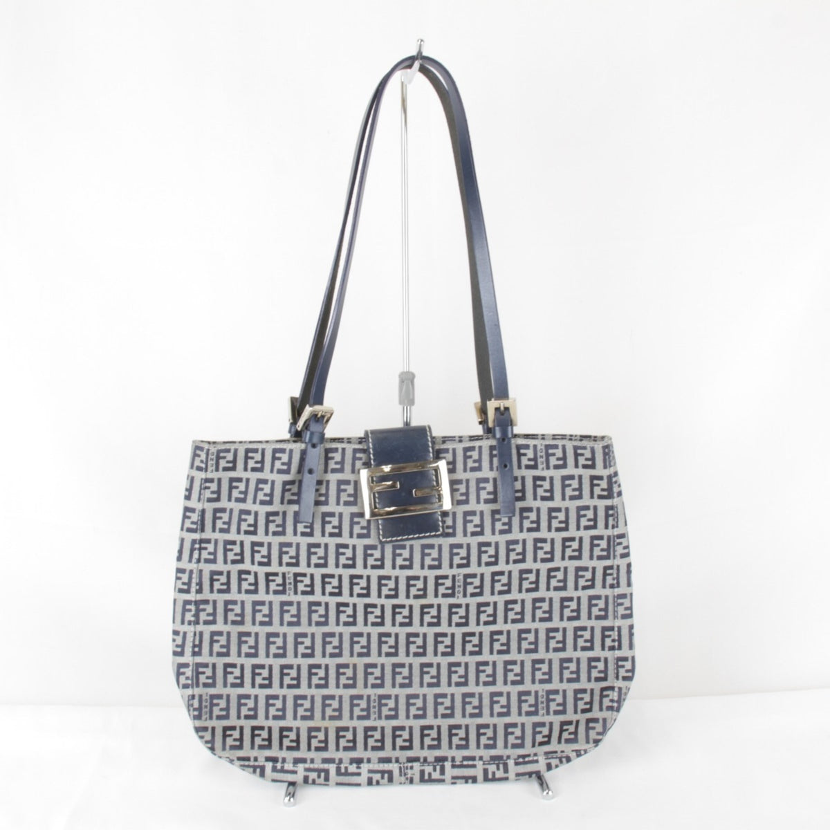 Fendi Zucchino Navy Canvas Tote Bag (Pre-Owned)