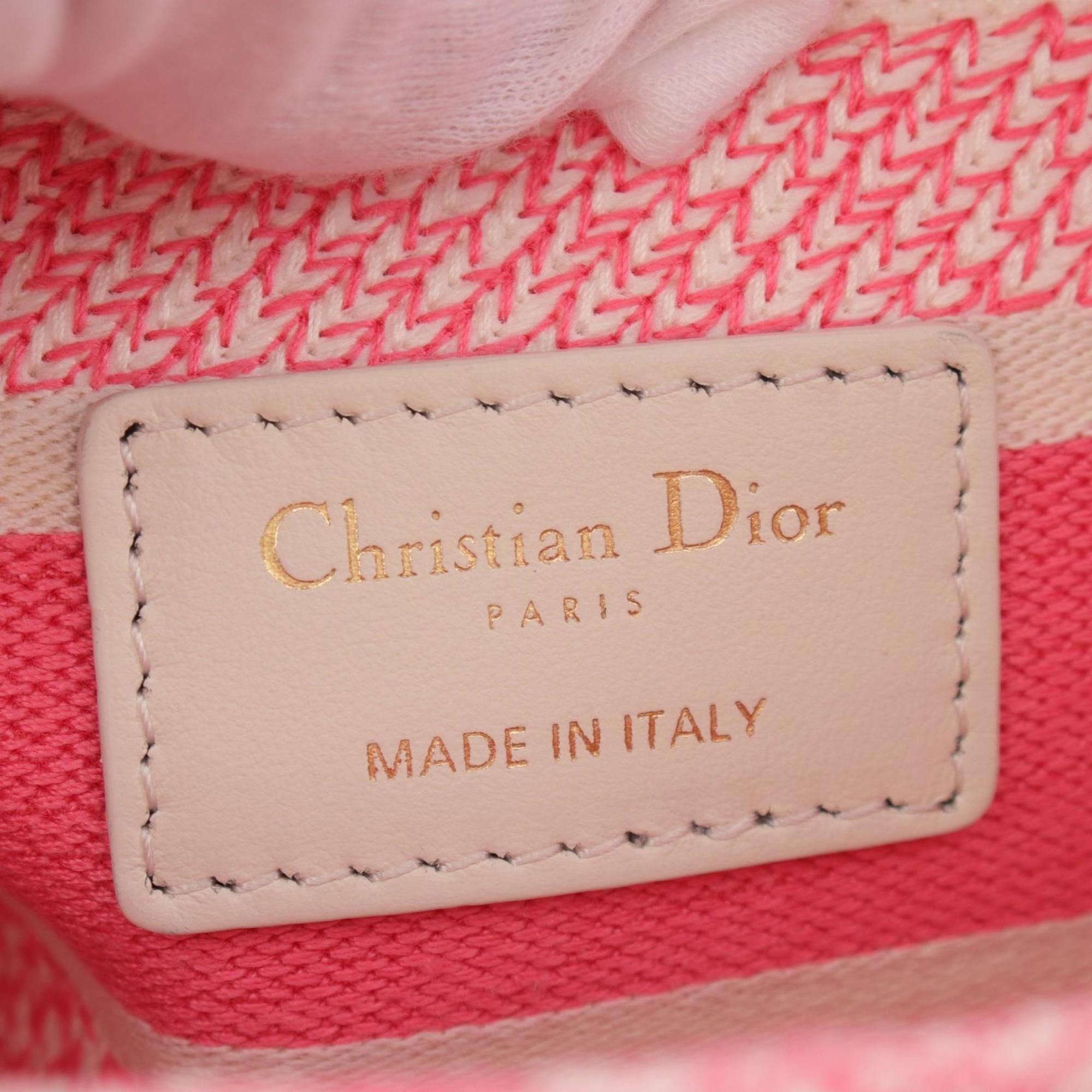 Christian Dior Pink White Canvas Handbag (Pre-Owned)