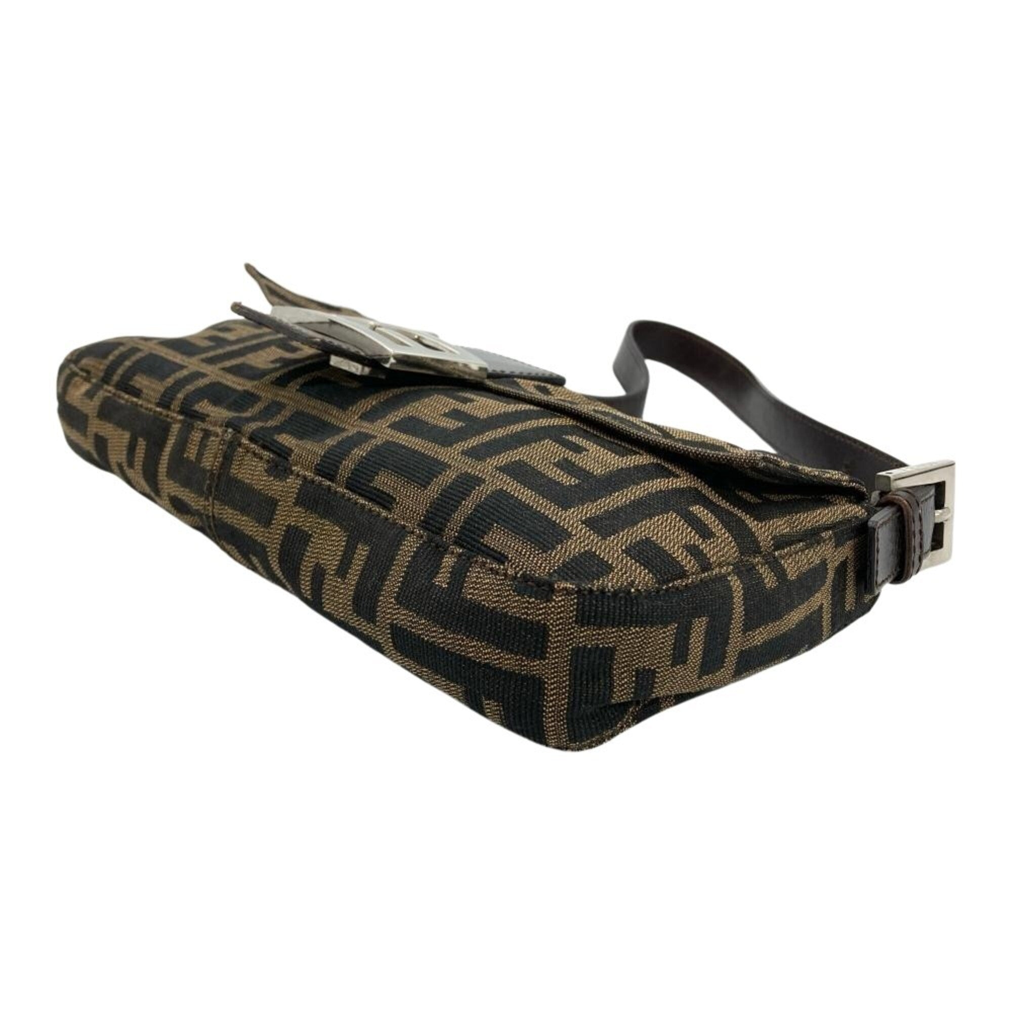 Fendi Brown Canvas Leather Shoulder Bag (Pre-Owned)