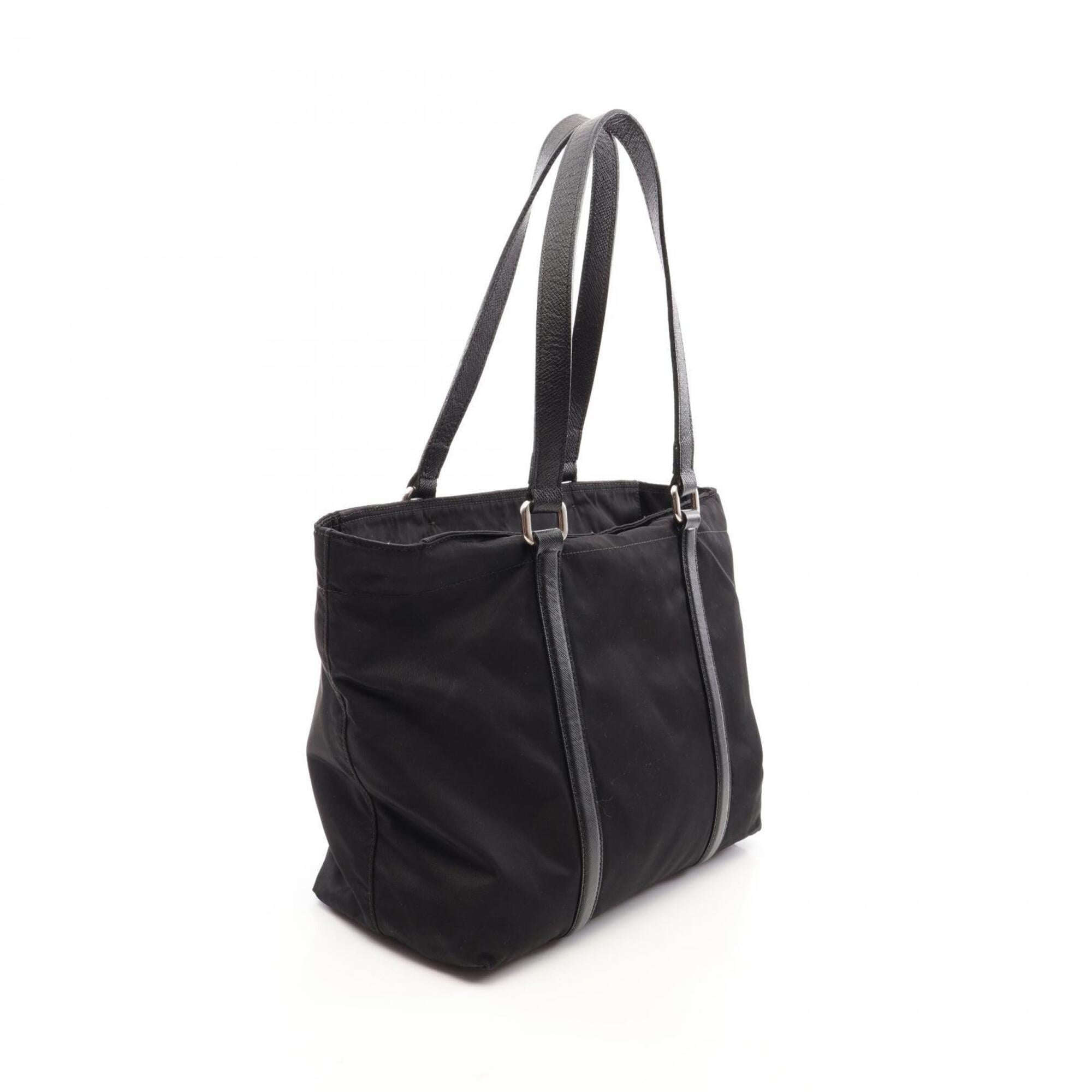 Prada Black Nylon Leather Tote Bag (Pre-Owned)