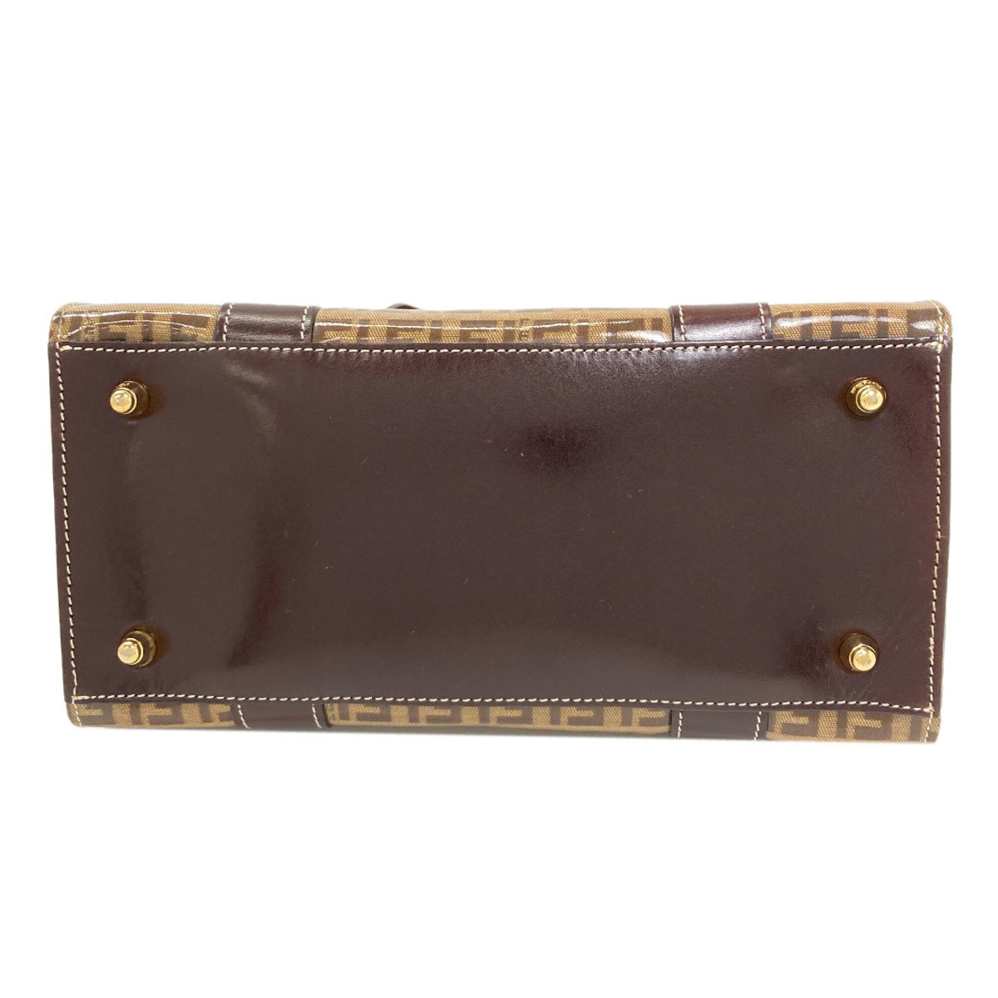 Fendi Zucchino Brown Leather Handbag (Pre-Owned)