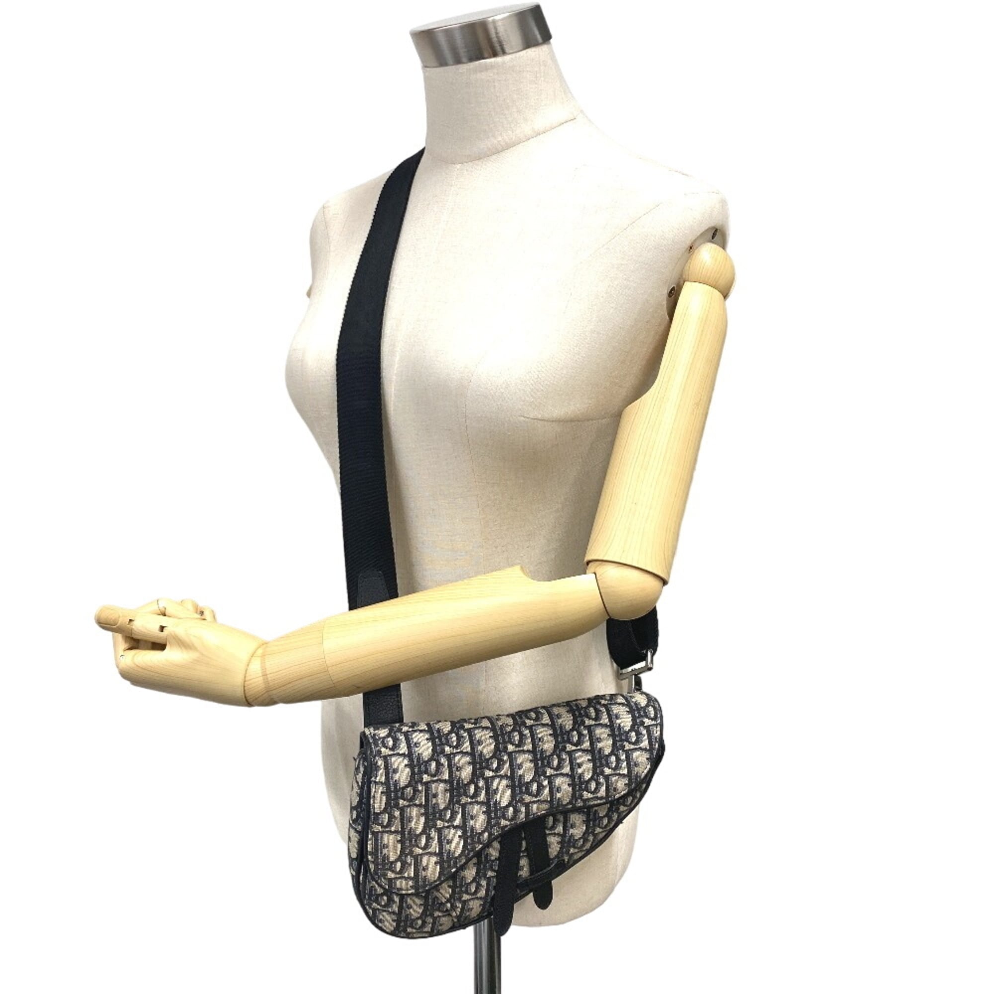 Christian Dior Navy Canvas Saddle Bag Sling Bag (Pre-Owned)