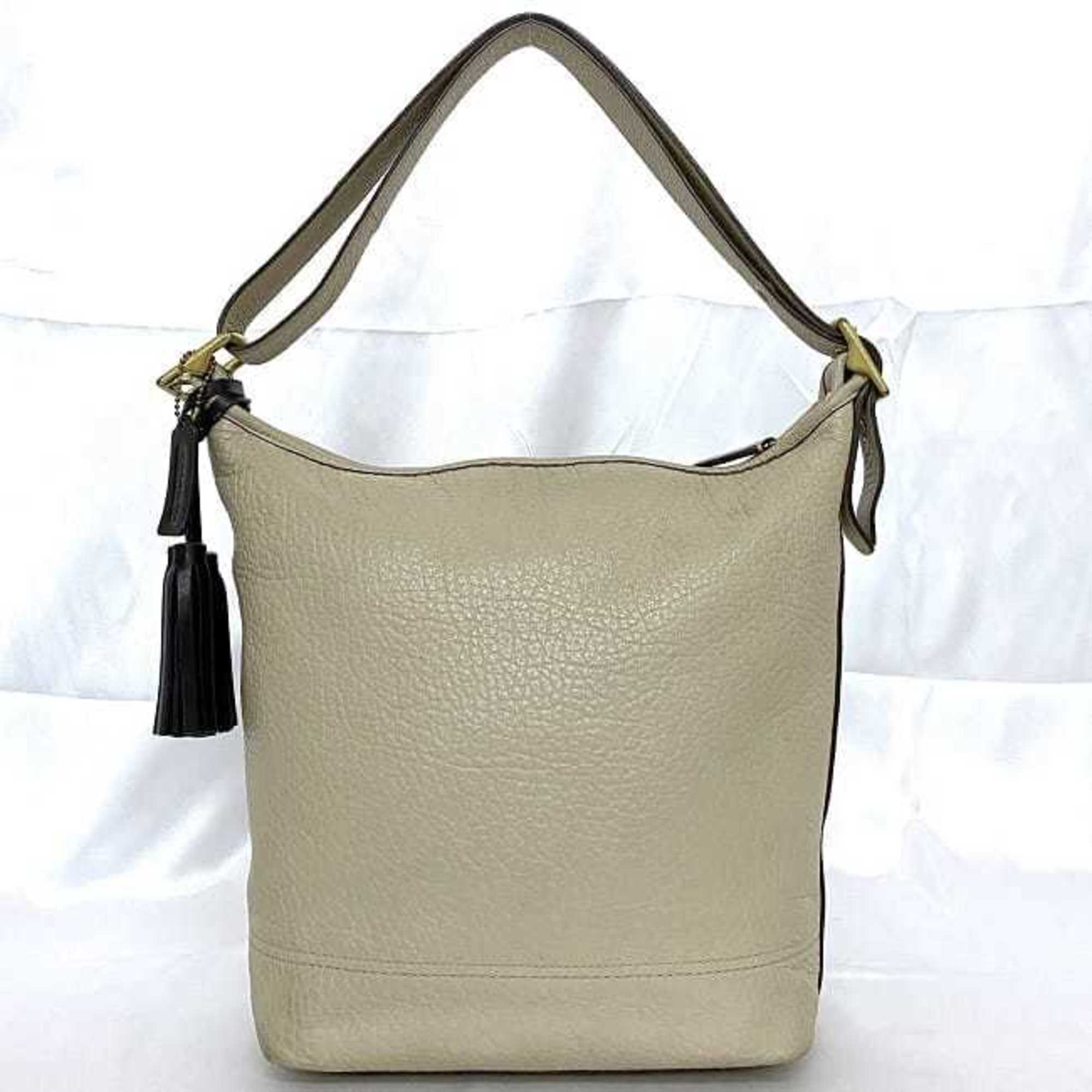 Coach Beige Leather Shoulder Bag (Pre-Owned)