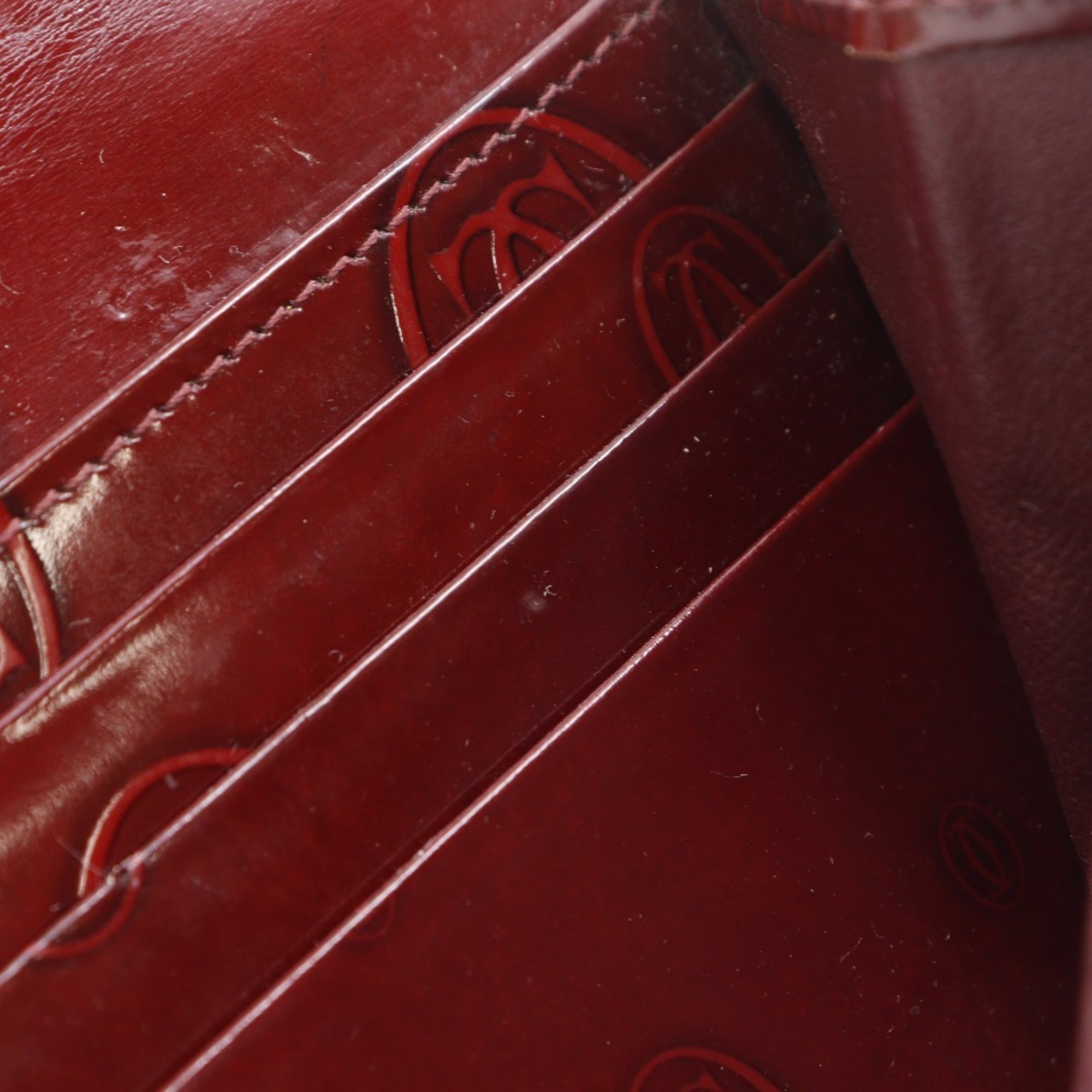Cartier Bordeaux Patent Leather Long Wallet (Bi-Fold) (Pre-Owned)