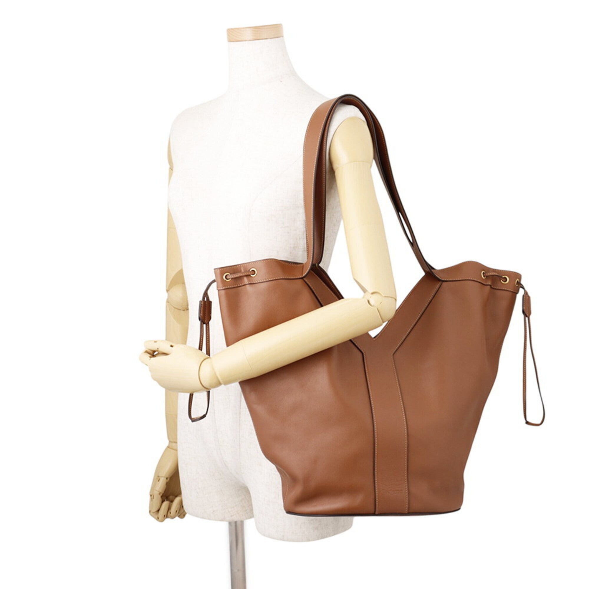 Yves Saint Laurent Brown Leather Handbag Tote Bag (Pre-Owned)