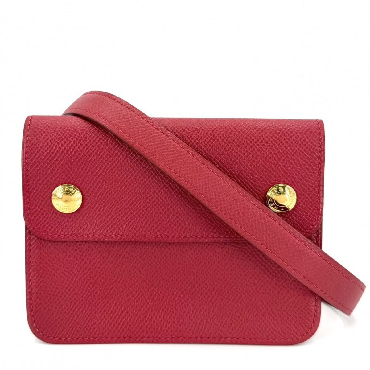 Hermes Red Color Leather Fanny Pack Pochette (Pre-Owned)