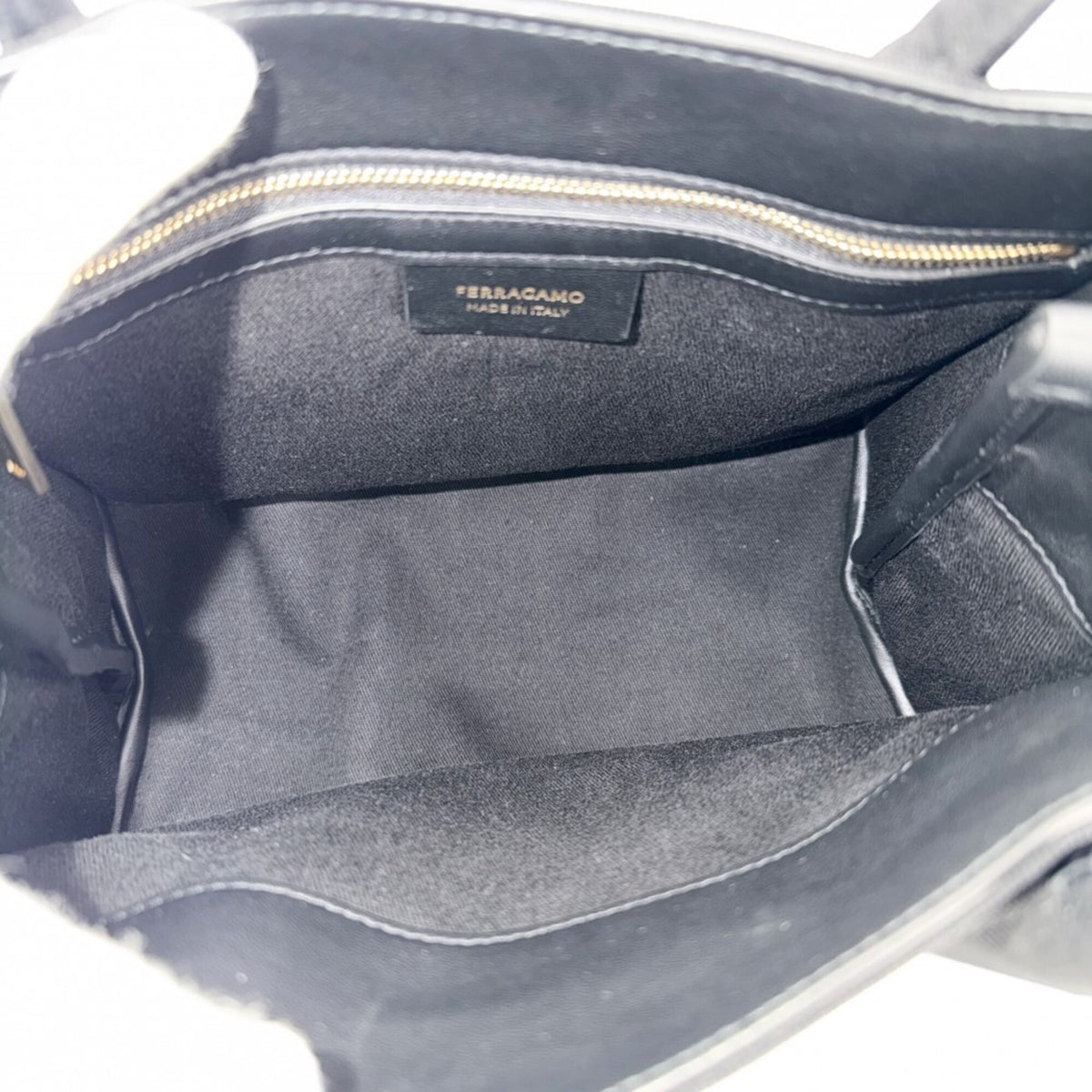 Salvatore Ferragamo Black Canvas Handbag Tote Bag (Pre-Owned)
