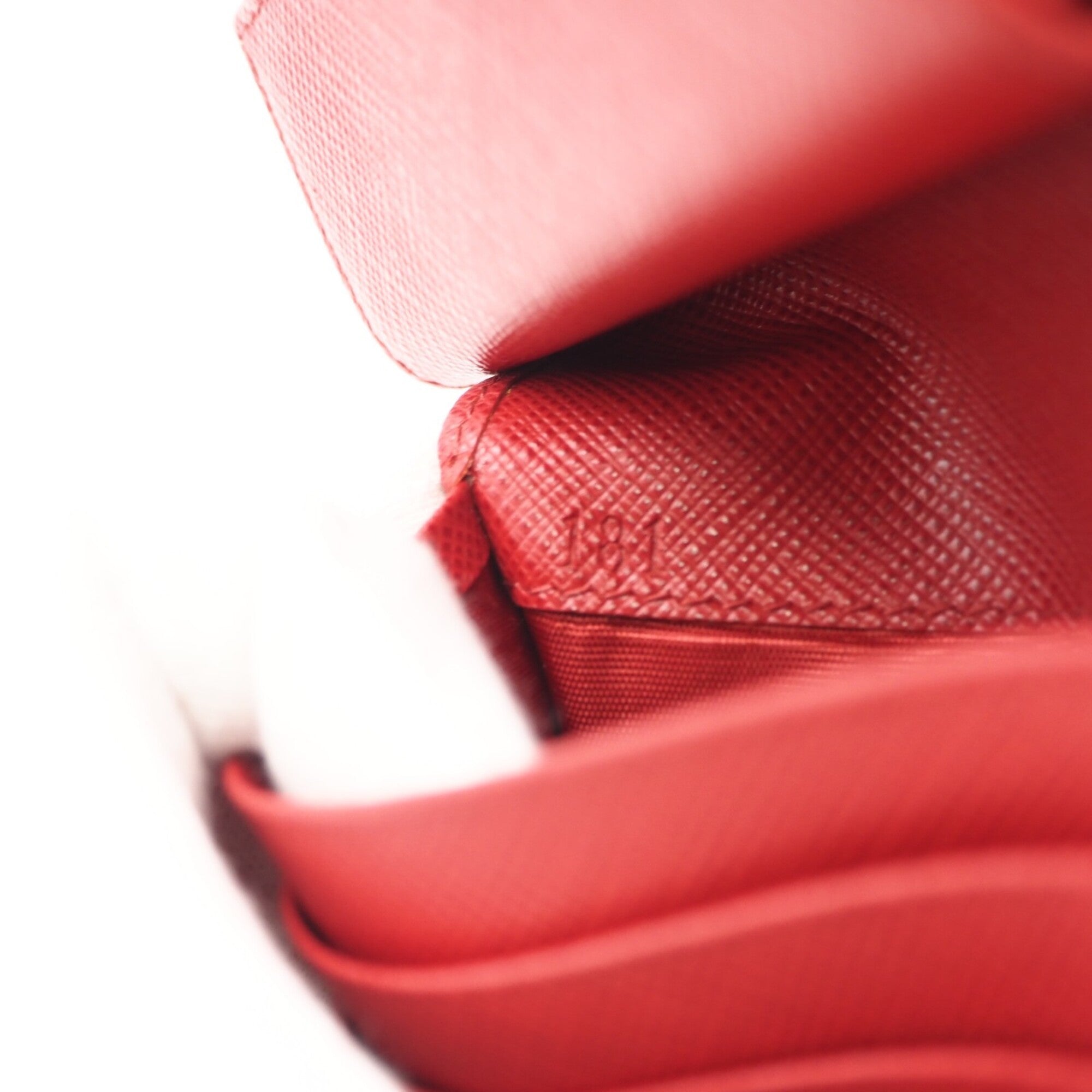 Prada Saffiano Black Red Color Saffiano Wallet (Bi-Fold) (Pre-Owned)