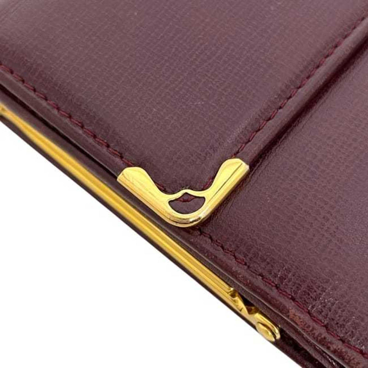 Cartier Bordeaux Wine Red Leather Wallet (Tri-Fold) (Pre-Owned)
