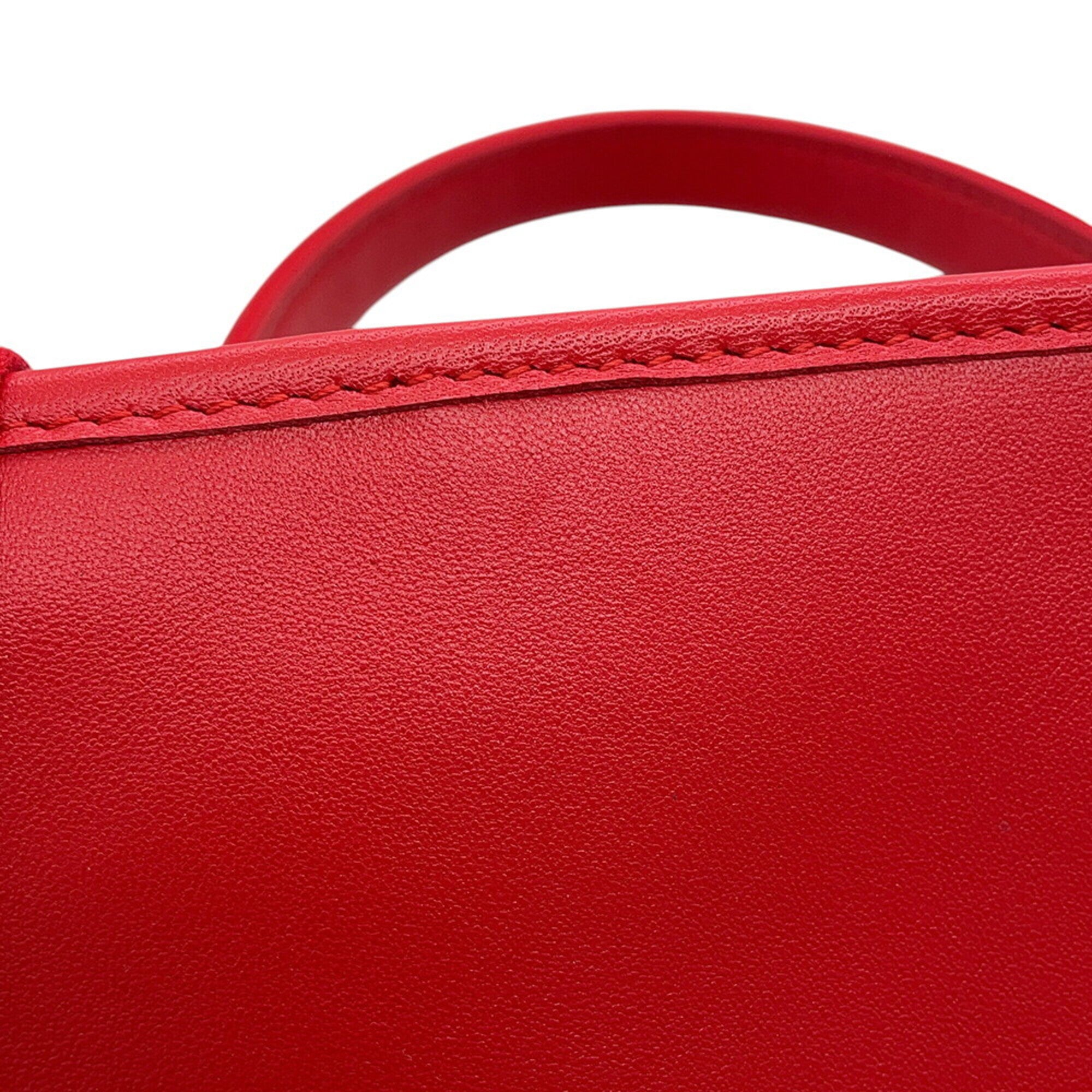 Balenciaga Red Color Leather Handbag Pouch Tote Bag (Pre-Owned)