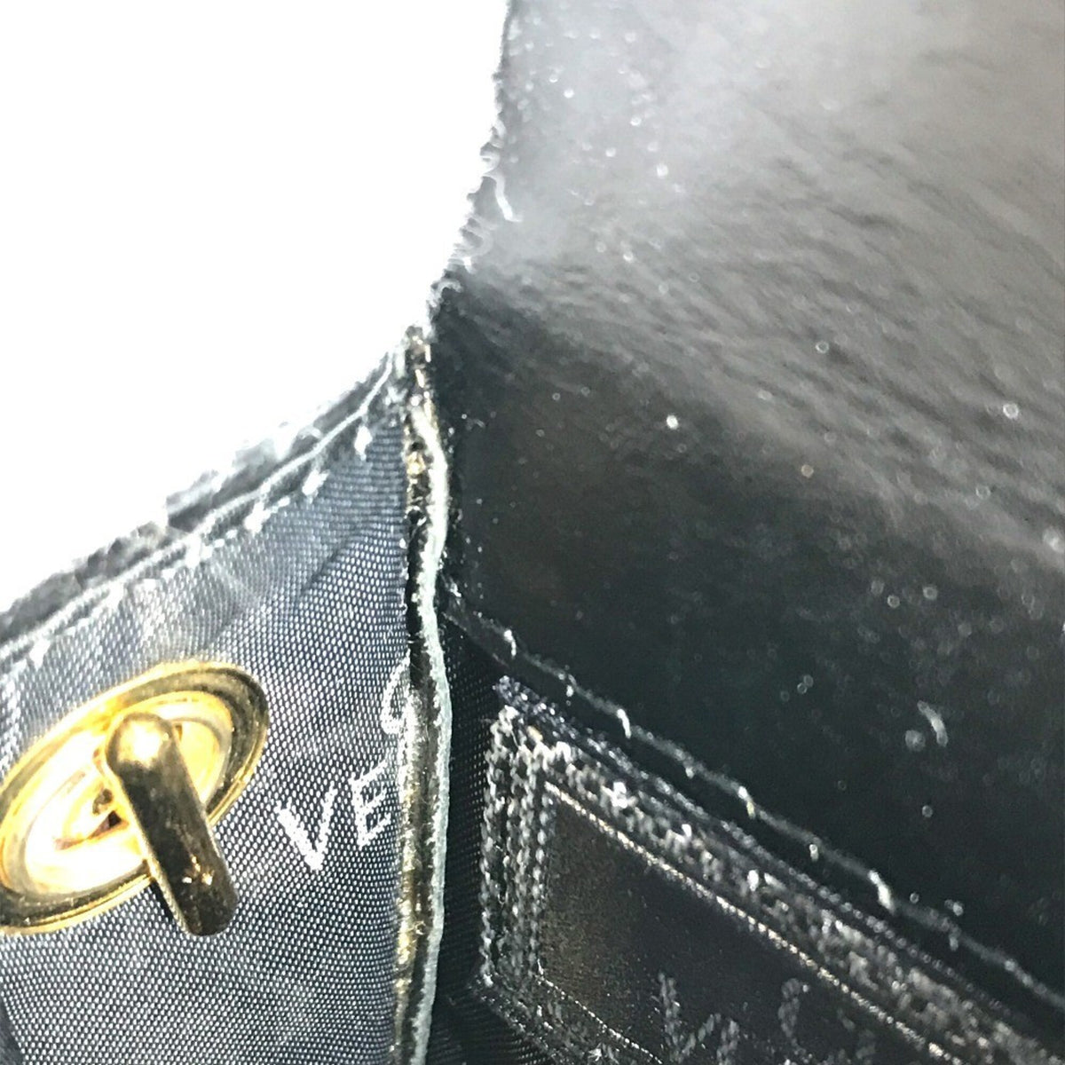 Versace Black Leather Handbag Pouch (Pre-Owned)