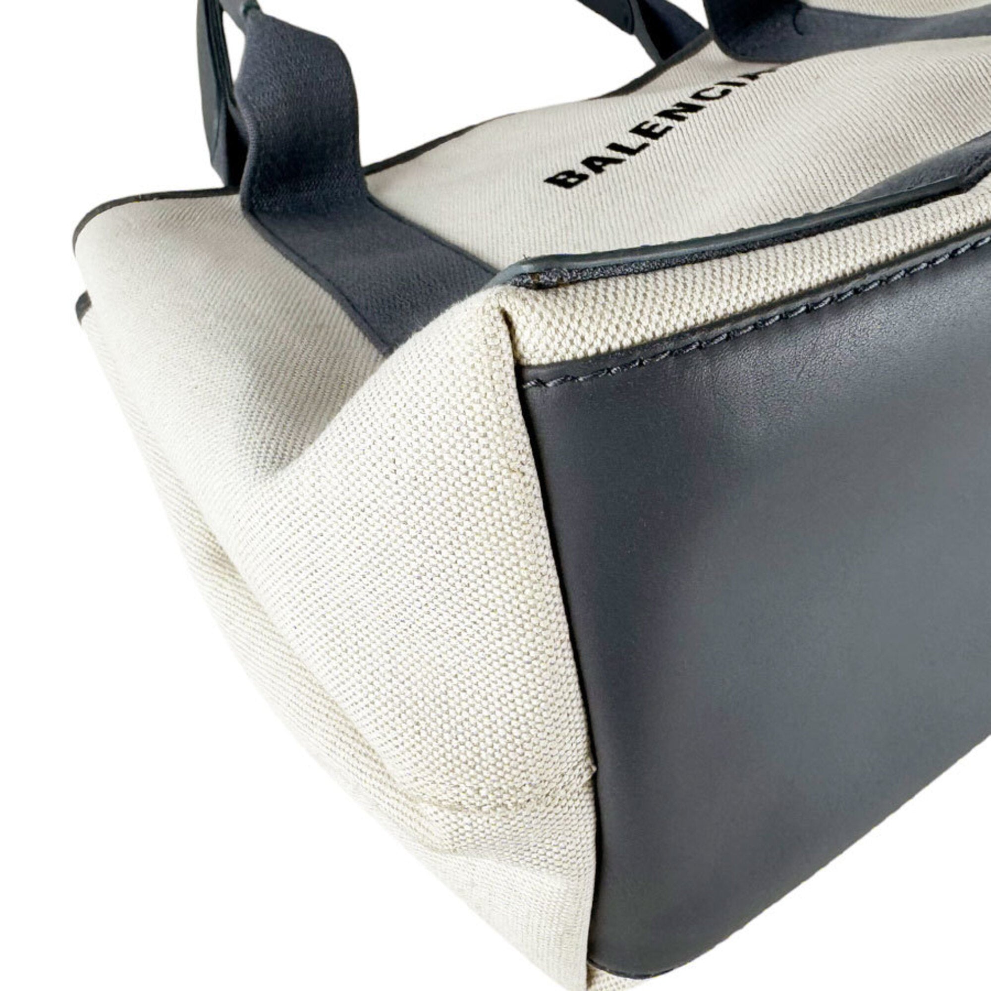 Balenciaga Gray Ivory Canvas Leather Handbag (Pre-Owned)