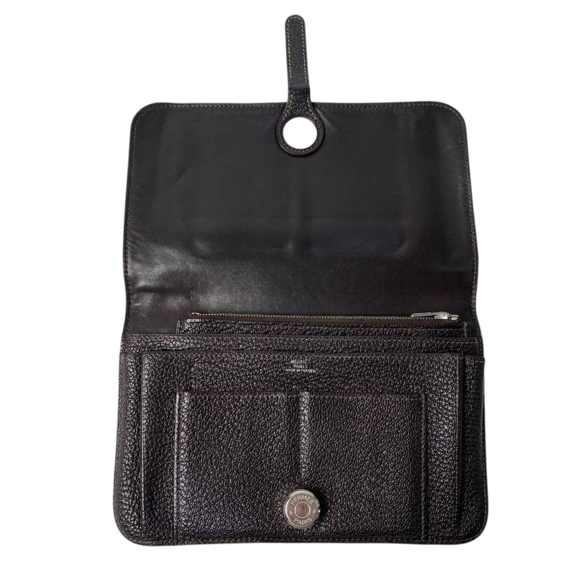 Hermes Dark Brown Leather Wallet (Bi-Fold) (Pre-Owned)