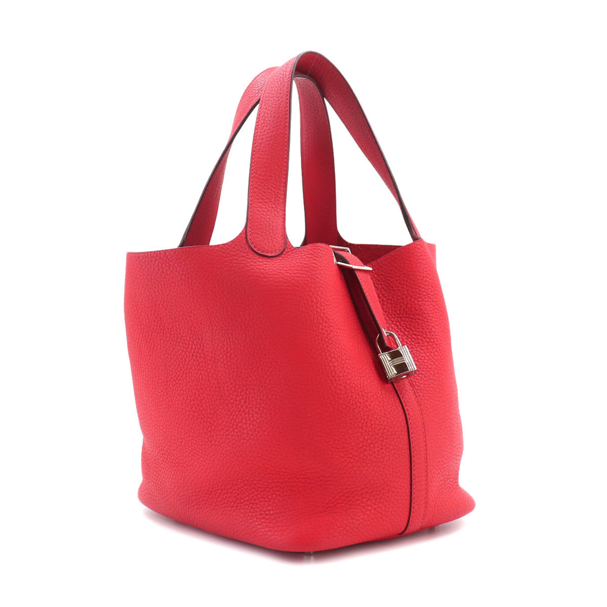 Hermes Red Color Taurillon Clemence Leather Handbag (Pre-Owned)