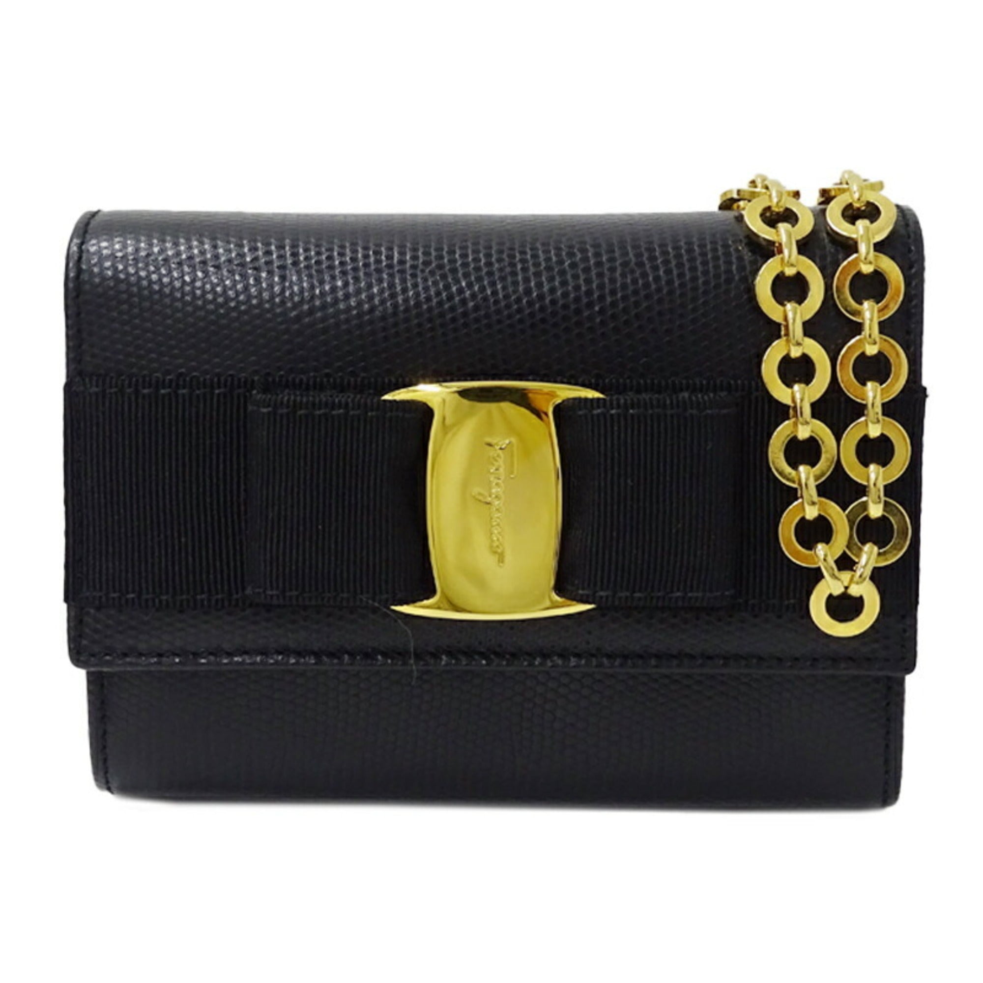 Salvatore Ferragamo Black Leather Shoulder Bag (Pre-Owned)