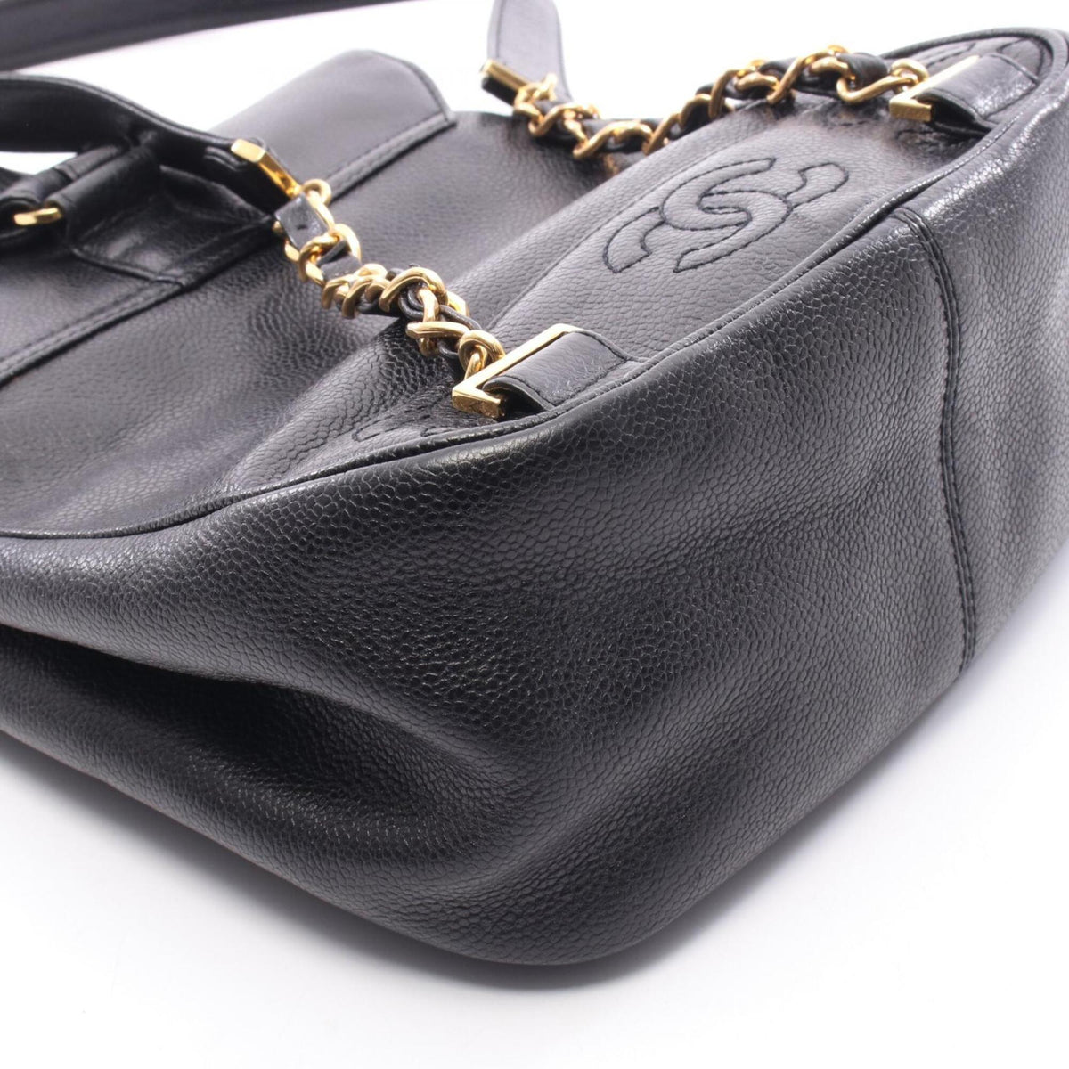 Chanel Black Grained Calfskin Backpack Handbag (Pre-Owned)
