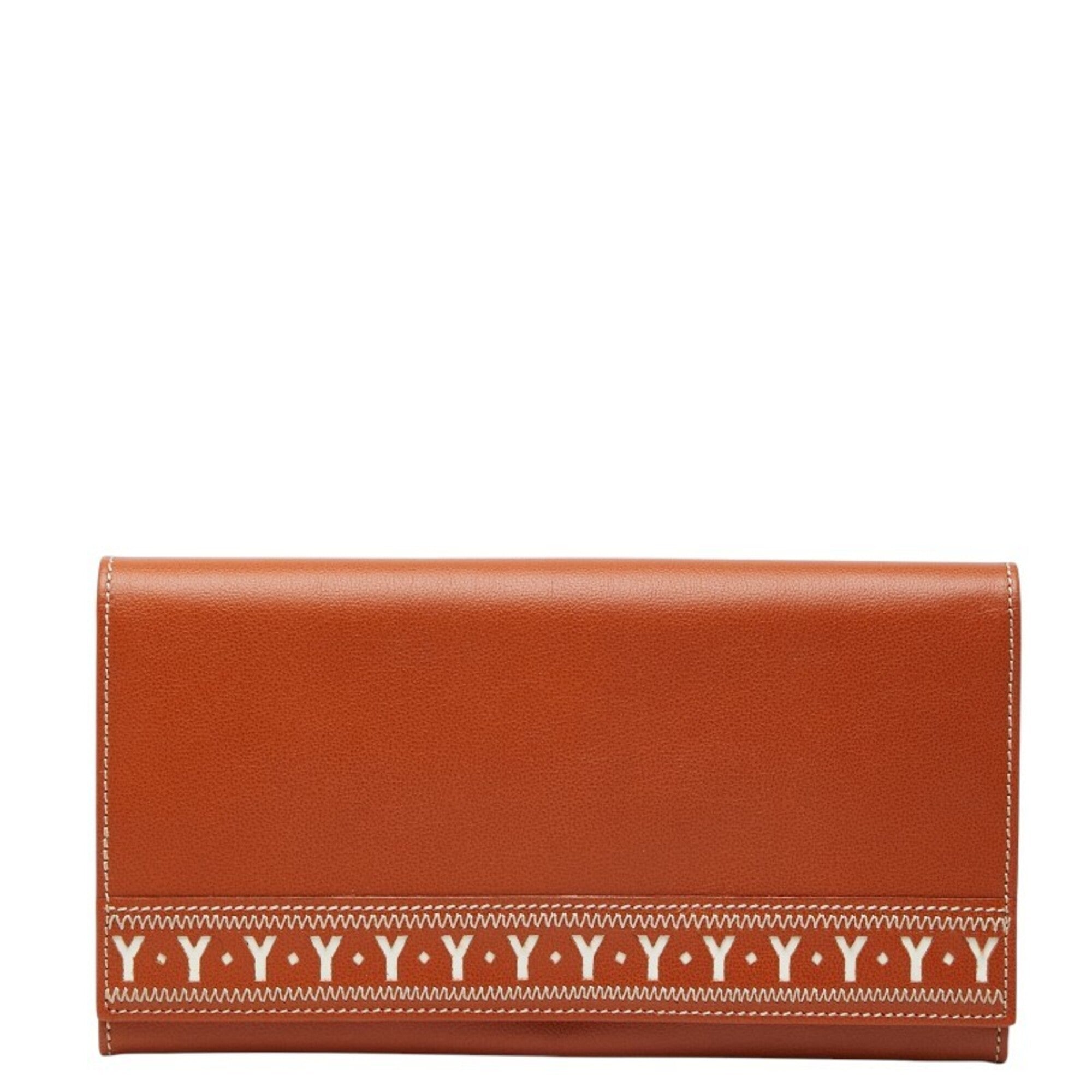 Saint Laurent Brown Leather Long Wallet (Bi-Fold) (Pre-Owned)