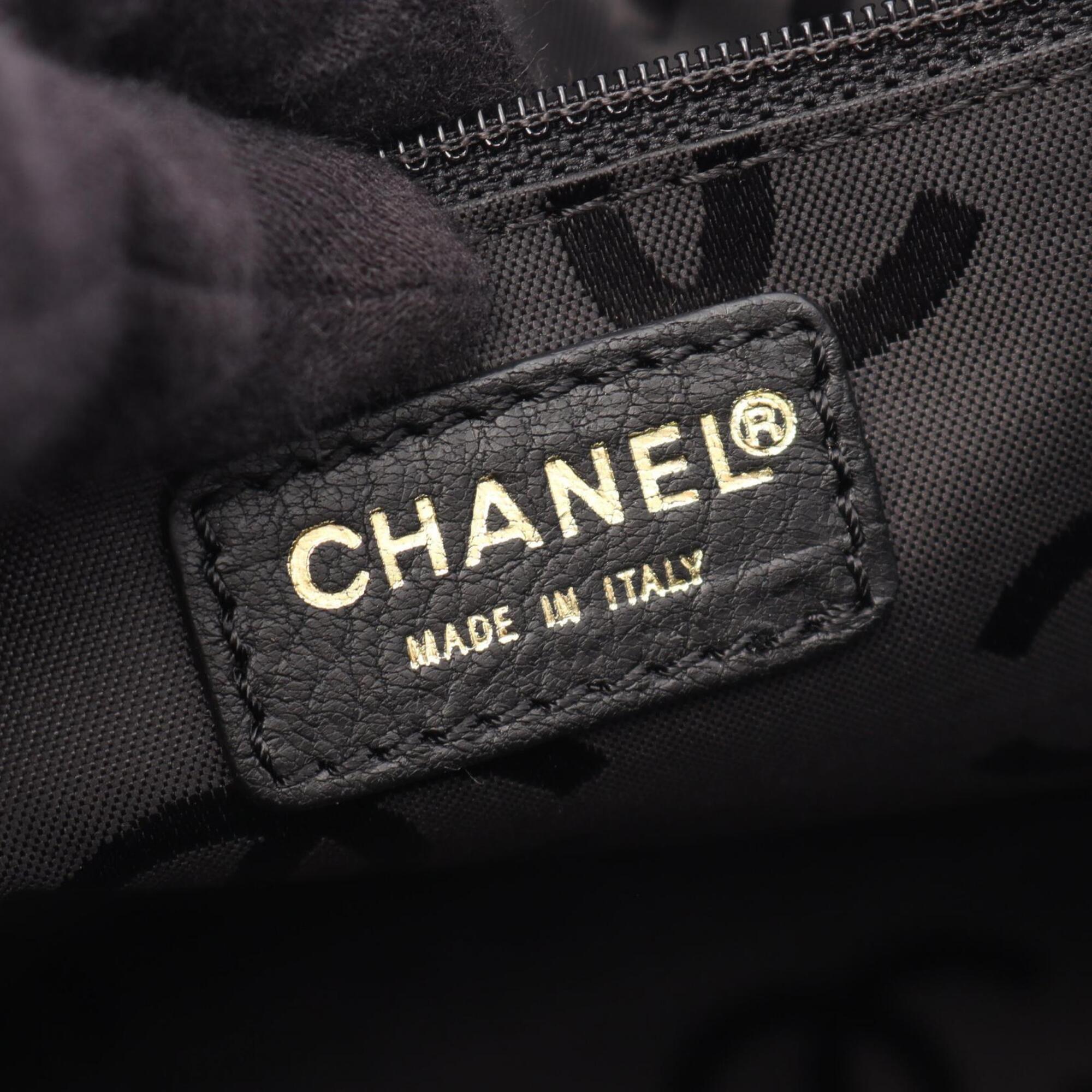 Chanel Black Leather Handbag Tote Bag (Pre-Owned)