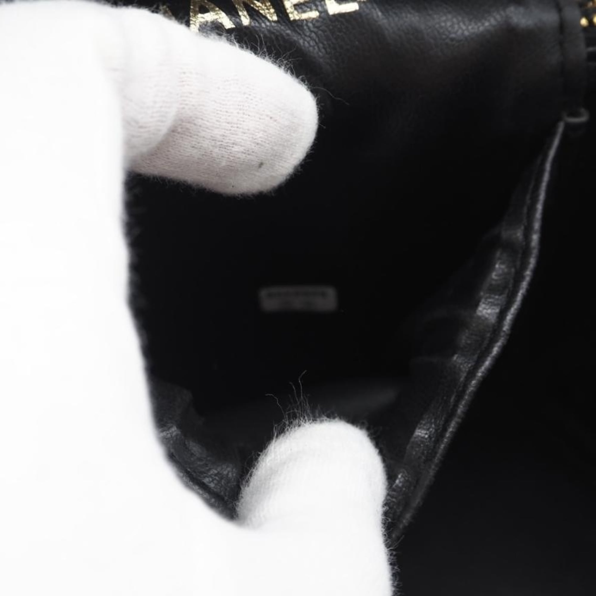 Chanel Black Leather Handbag Vanity Bag (Pre-Owned)