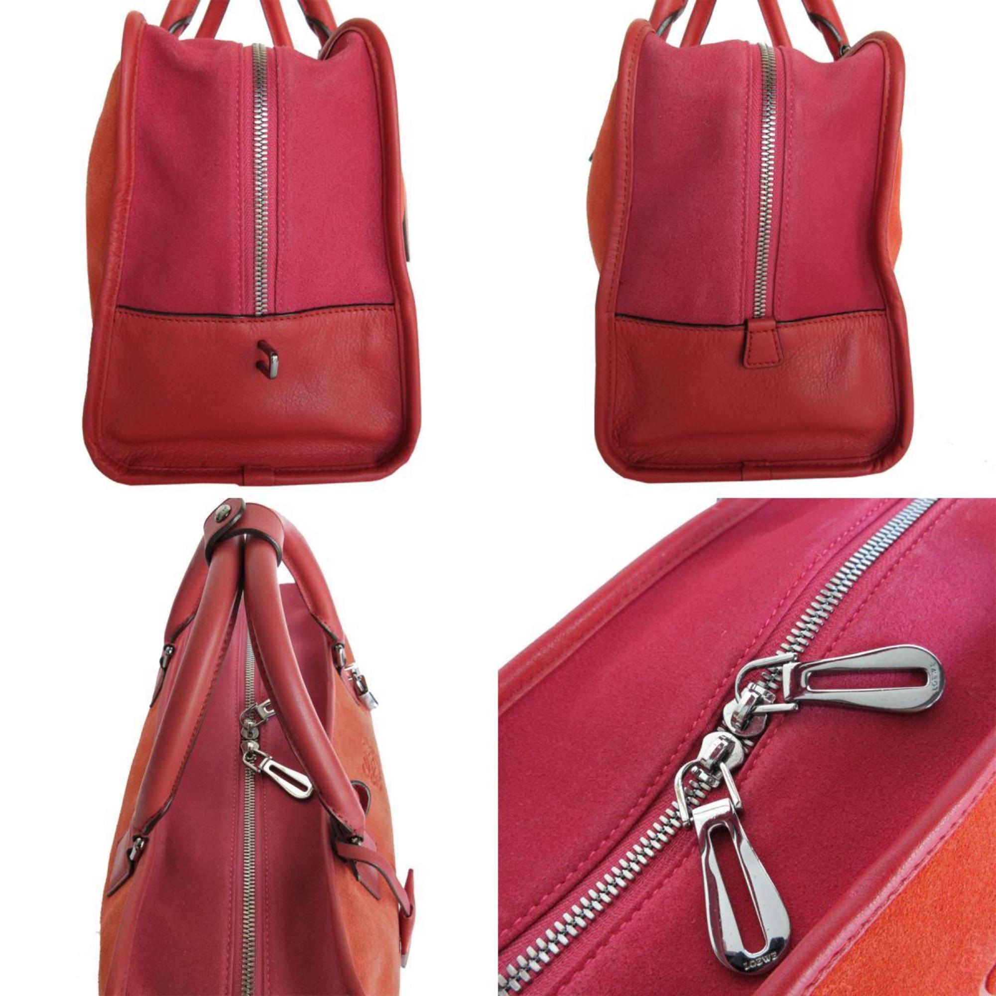 Loewe Red Color Suede Leather Handbag (Pre-Owned)