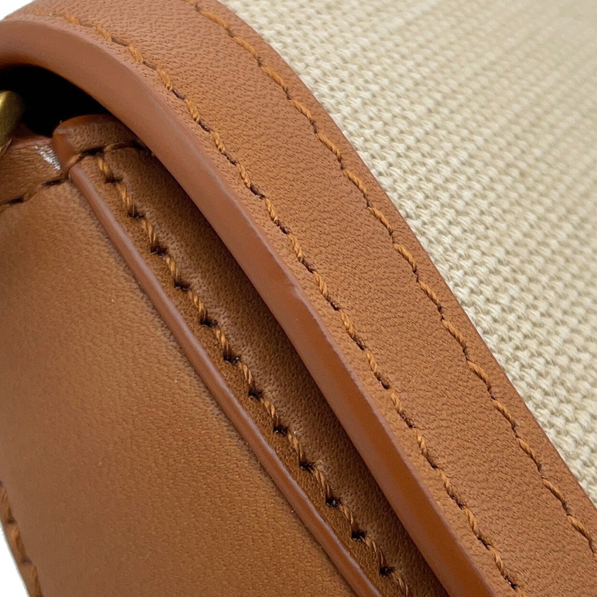 Yves Saint Laurent Beige Brown Canvas Handbag (Pre-Owned)