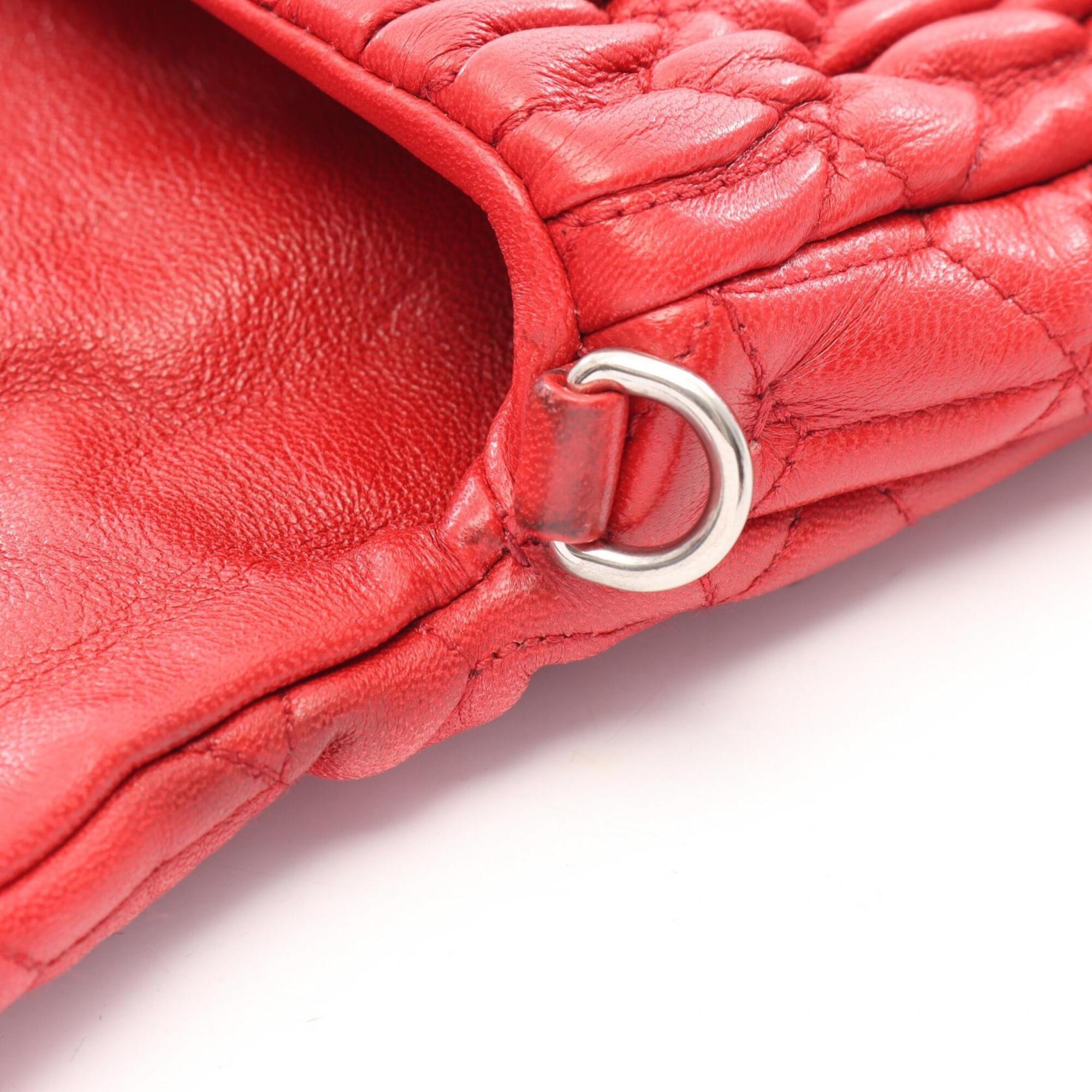 Miu Miu Matelasse Red Color Leather Handbag Shoulder Bag (Pre-Owned)