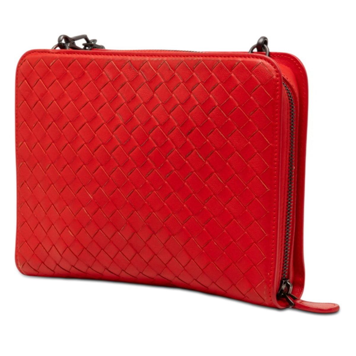 Bottega Veneta Red Color Leather Shoulder Bag (Pre-Owned)
