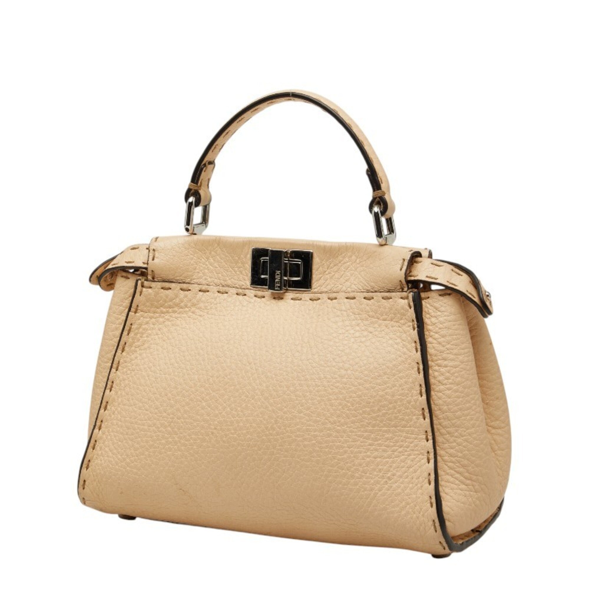 Fendi Beige Leather Handbag Shoulder Bag (Pre-Owned)