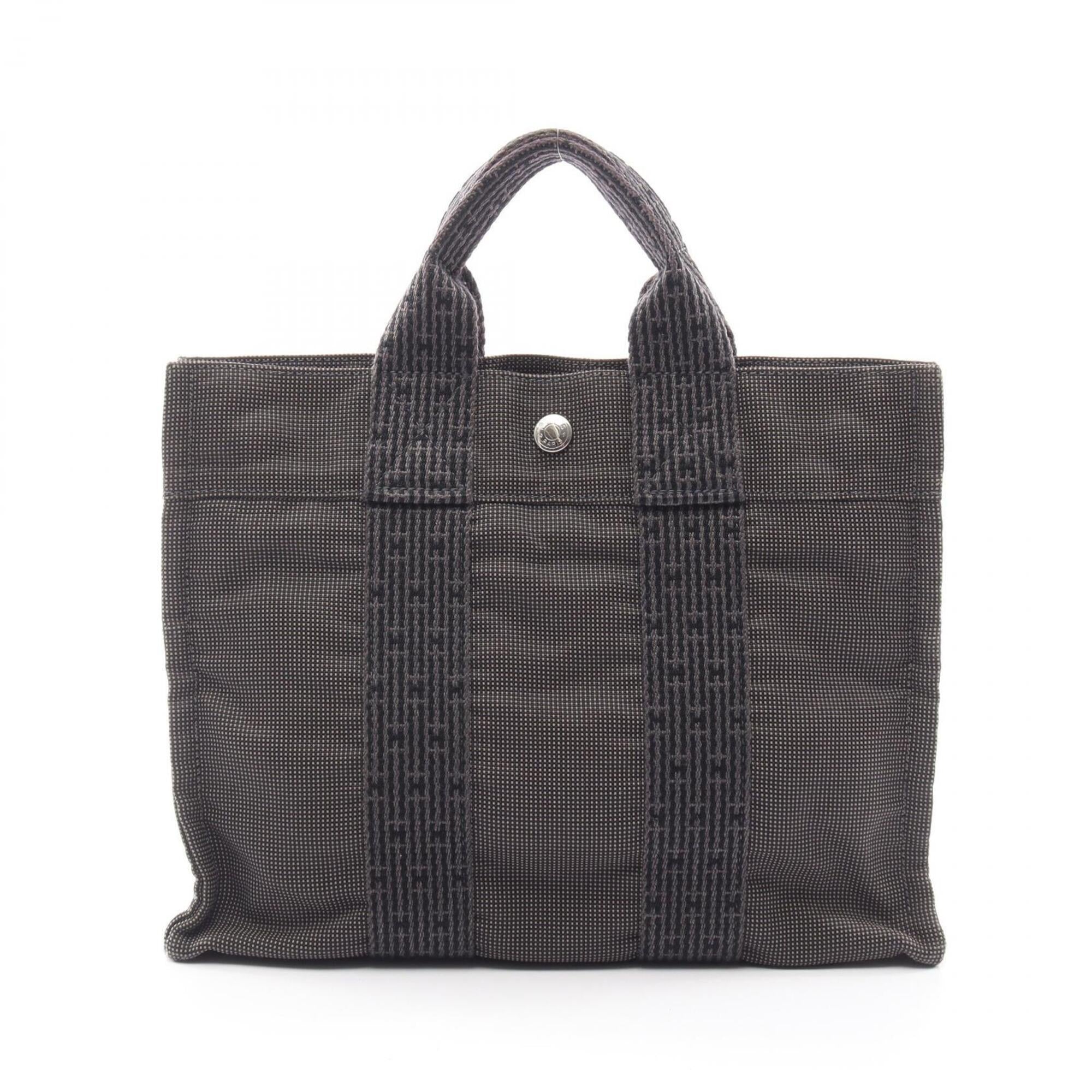 Hermes Gray Nylon Canvas Handbag Tote Bag (Pre-Owned)