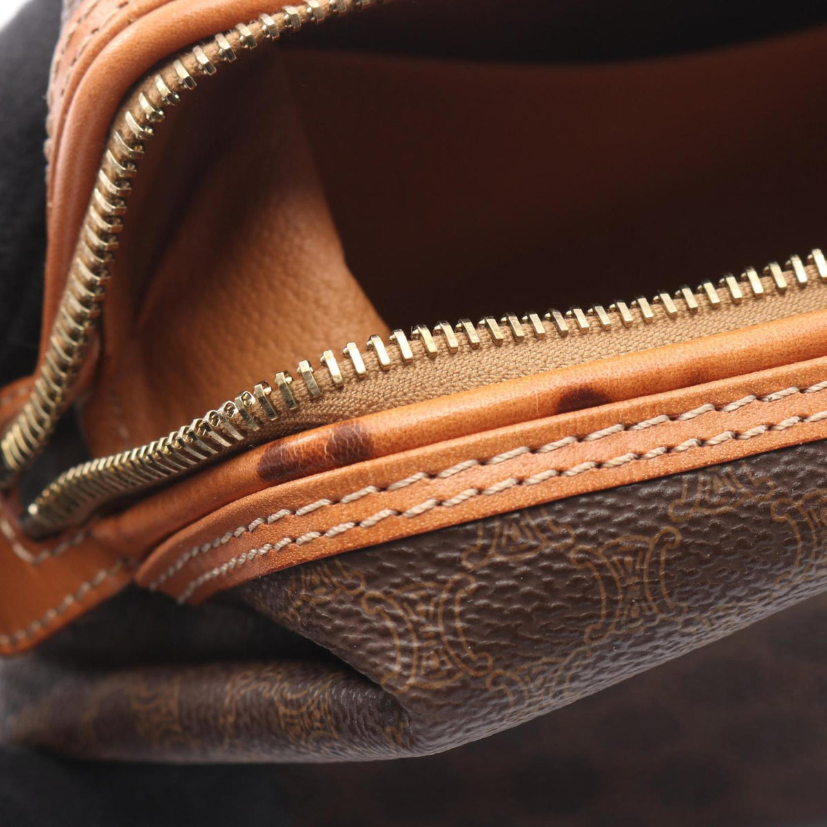 Celine Brown Leather Pvc Pouch (Pre-Owned)