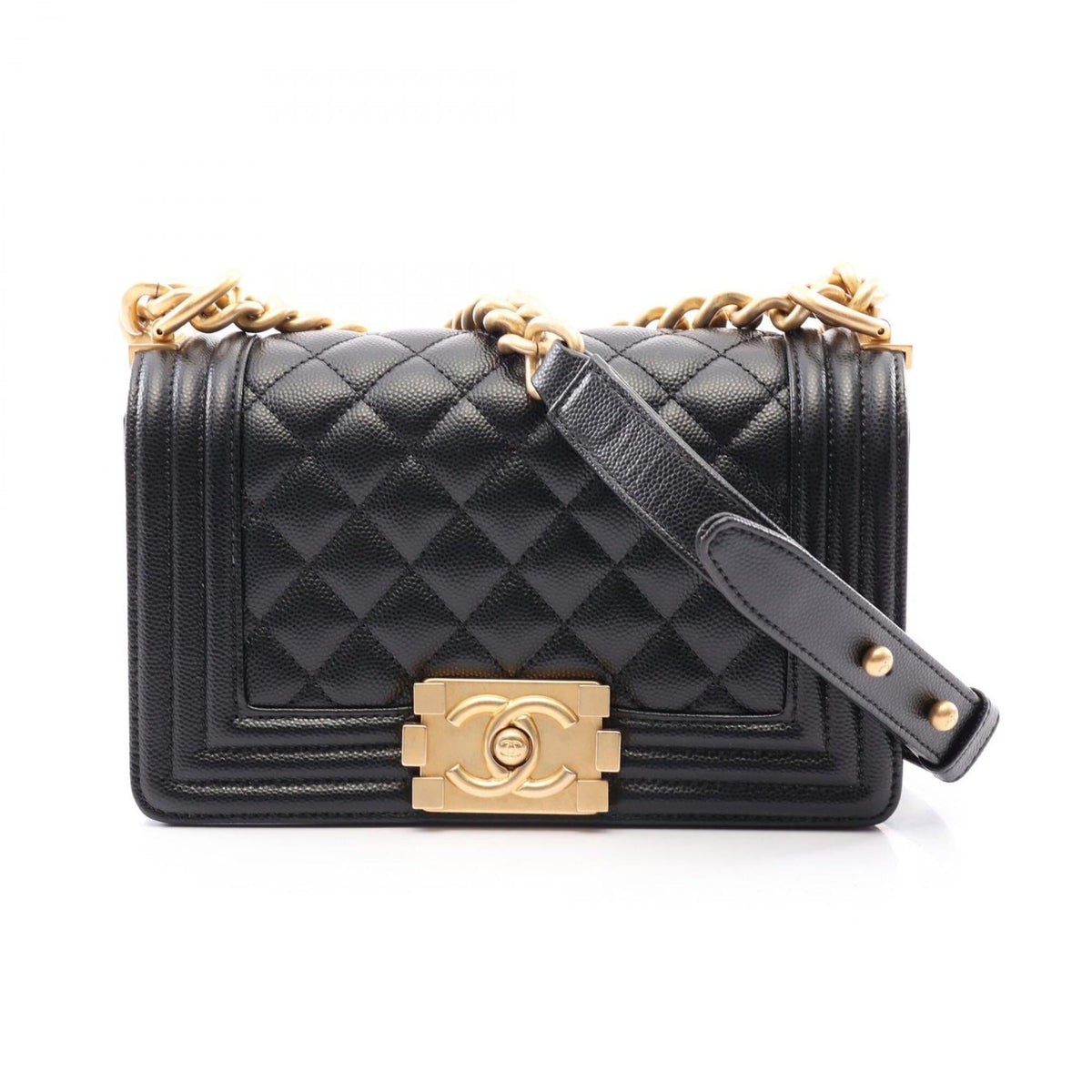 Chanel Black Grained Calfskin Handbag Shoulder Bag (Pre-Owned)
