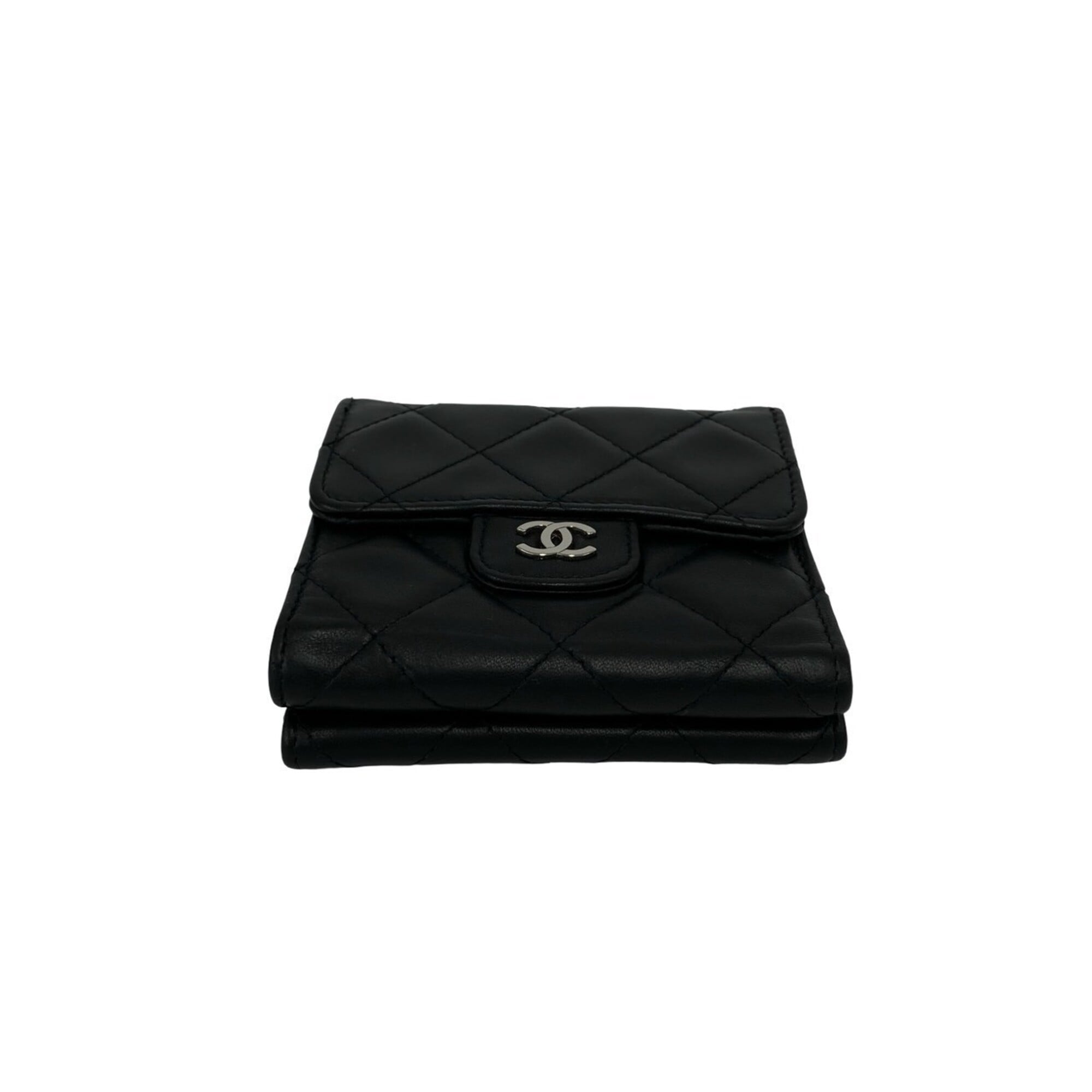 Chanel Black Leather Wallet (Tri-Fold) (Pre-Owned)