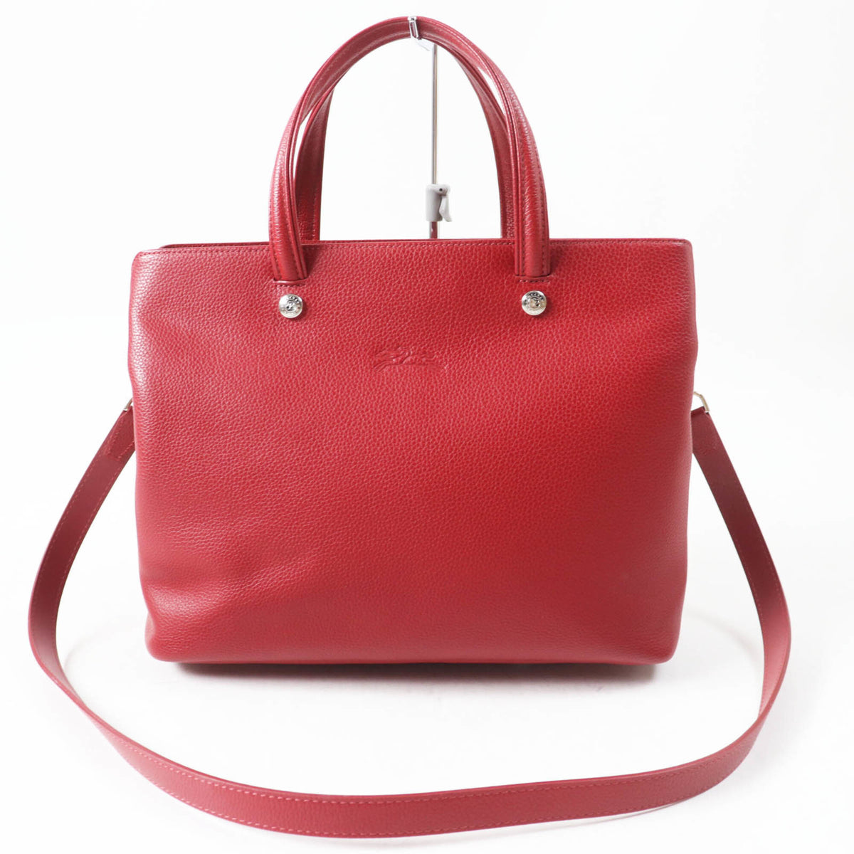 Longchamp Red Color Leather Shoulder Bag (Pre-Owned)