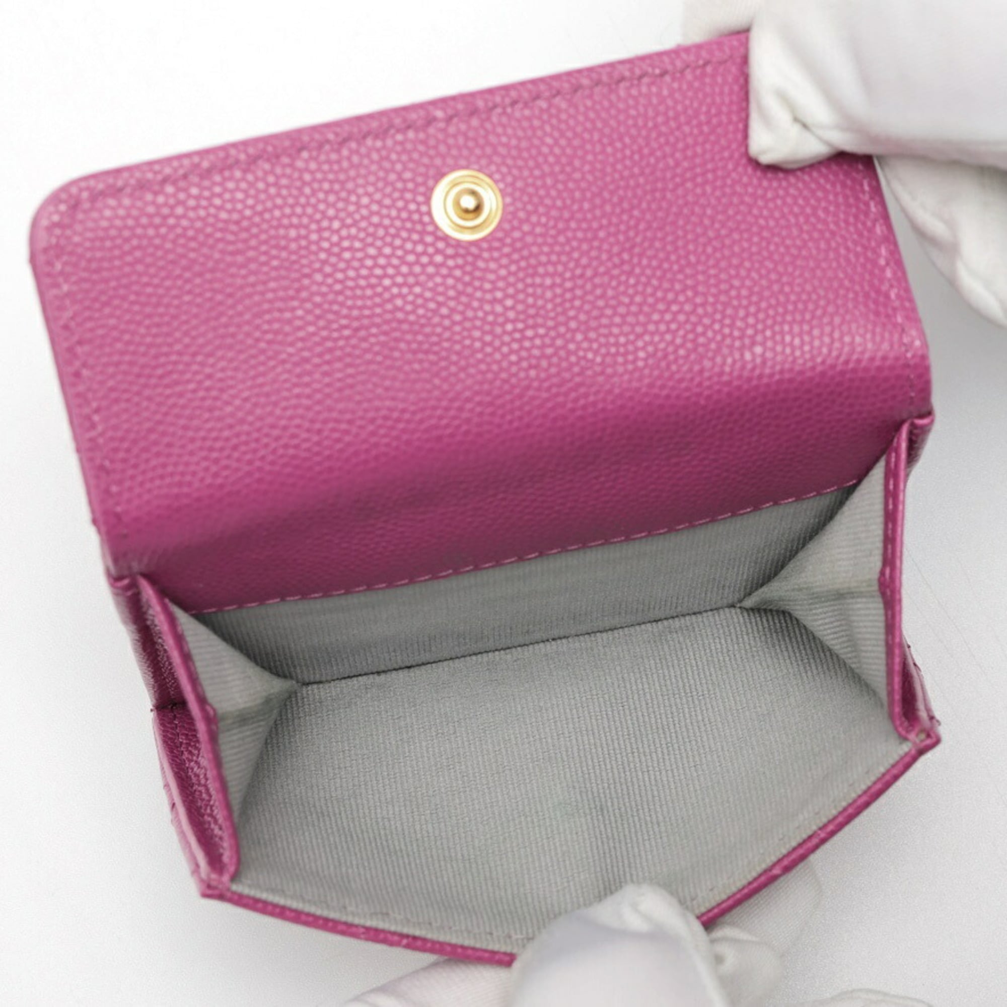 Chanel Purple Grained Calfskin Wallet (Tri-Fold) (Pre-Owned)
