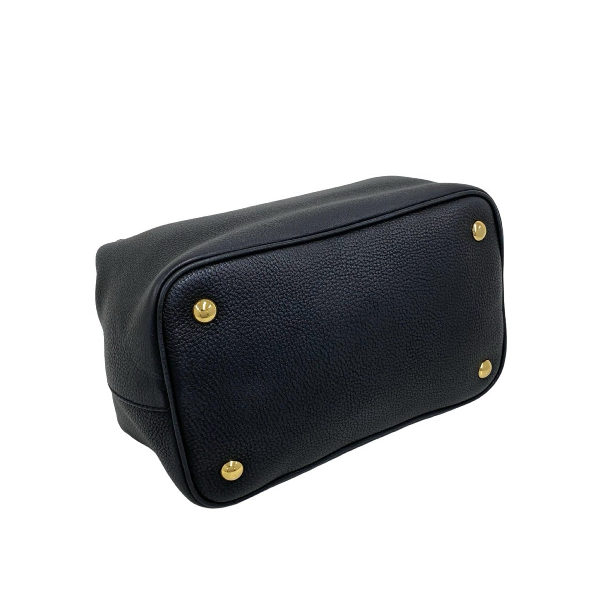 Miu Miu Black Leather Handbag Shoulder Bag Tote Bag (Pre-Owned)