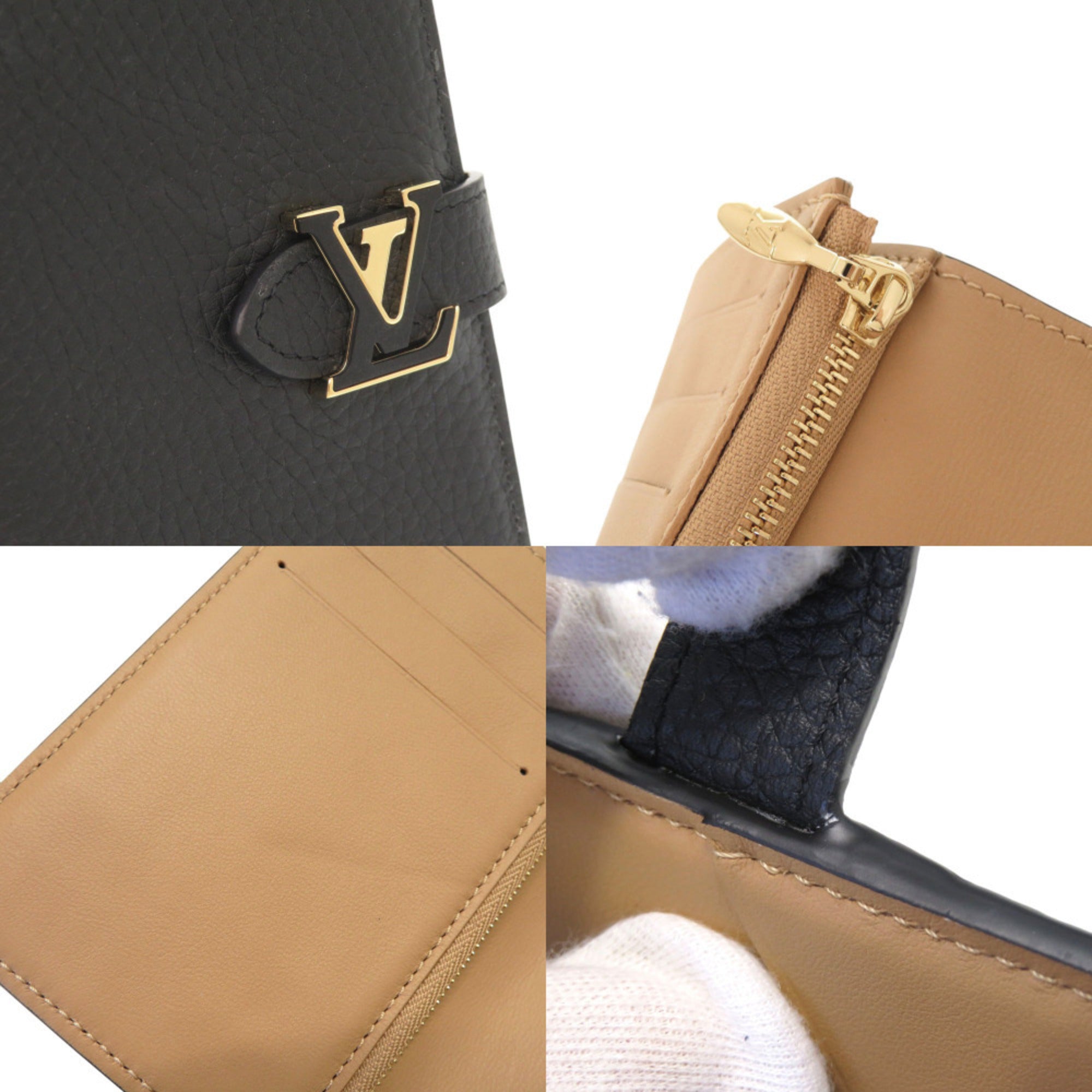Louis Vuitton Noir Leather Wallet (Bi-Fold) (Pre-Owned)
