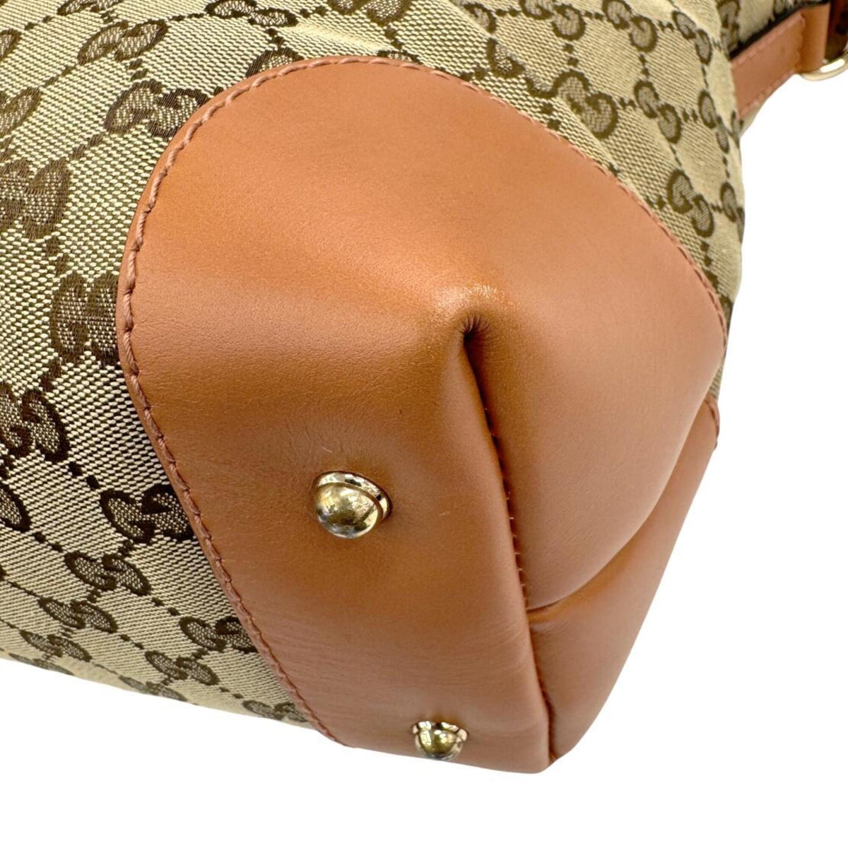 Gucci Beige Pink Beige Canvas Shoulder Bag (Pre-Owned)