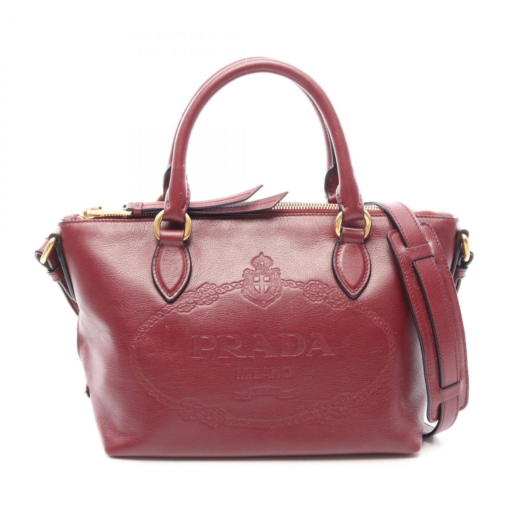 Prada Bordeaux Leather Handbag (Pre-Owned)