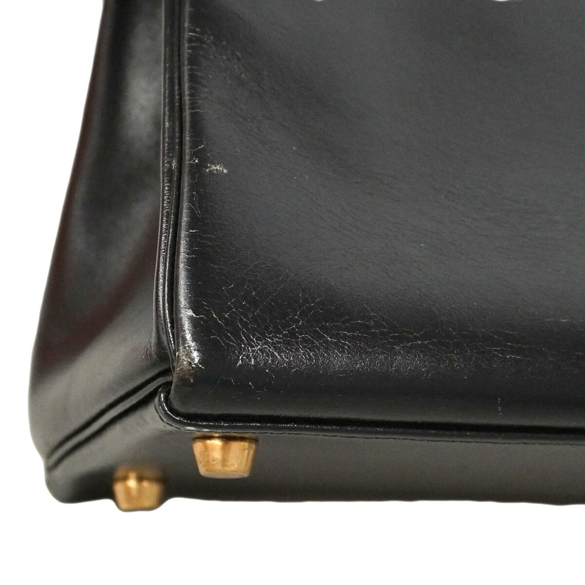 Hermes Black Box Calf Leather Handbag (Pre-Owned)