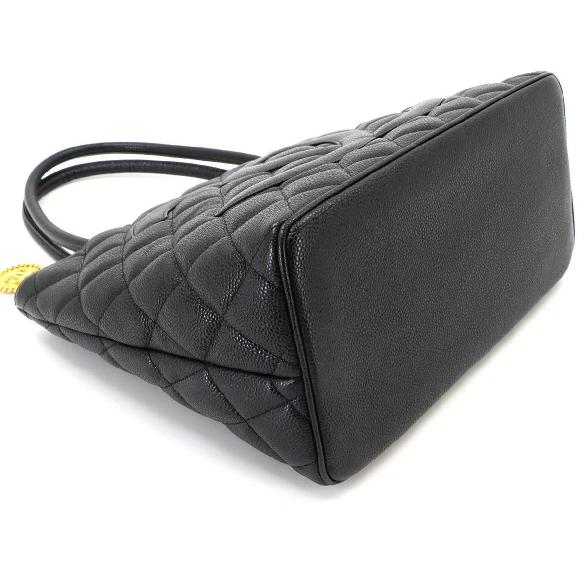 Chanel Black Grained Calfskin Handbag Tote Bag (Pre-Owned)
