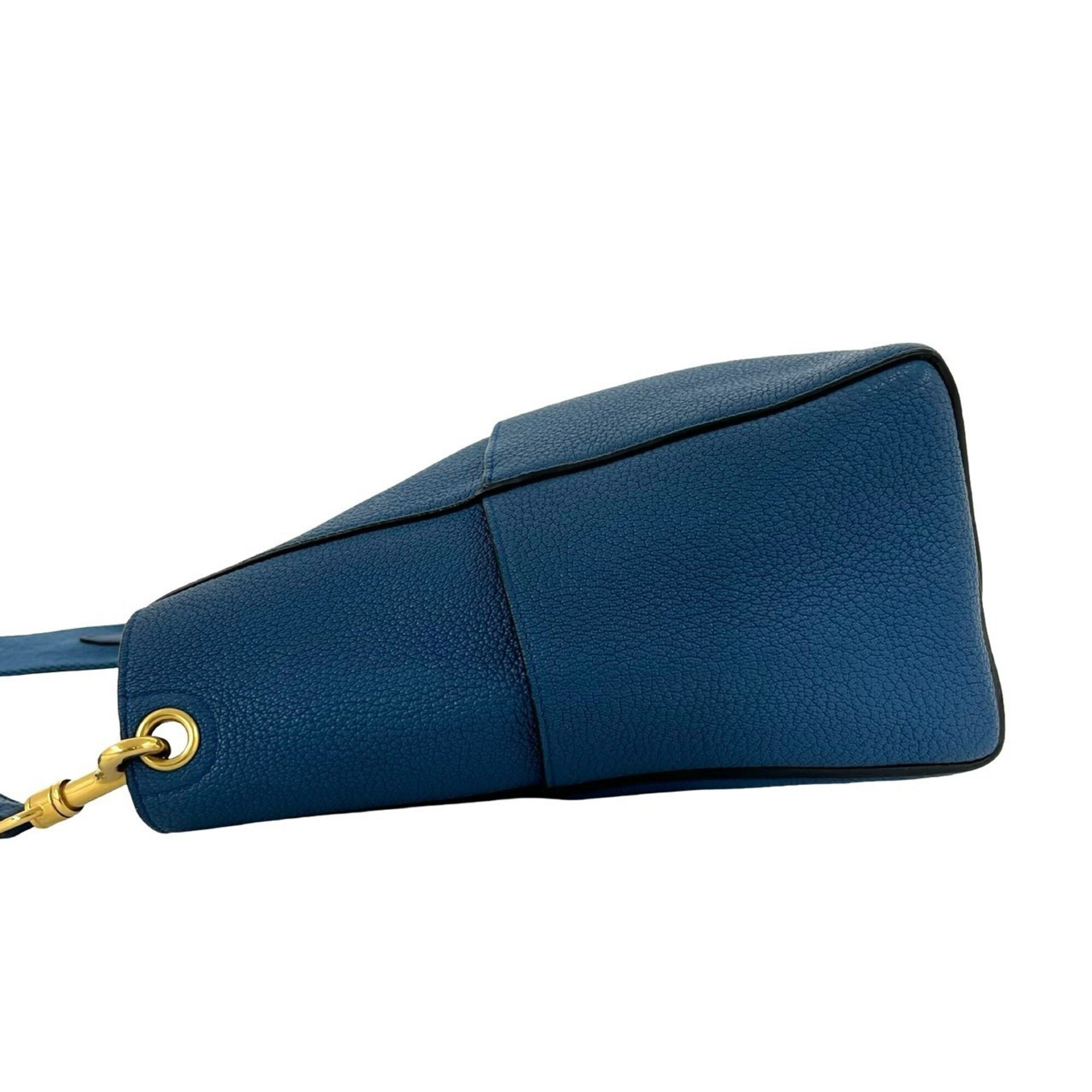 Celine Blue Leather Shoulder Bag Tote Bag (Pre-Owned)