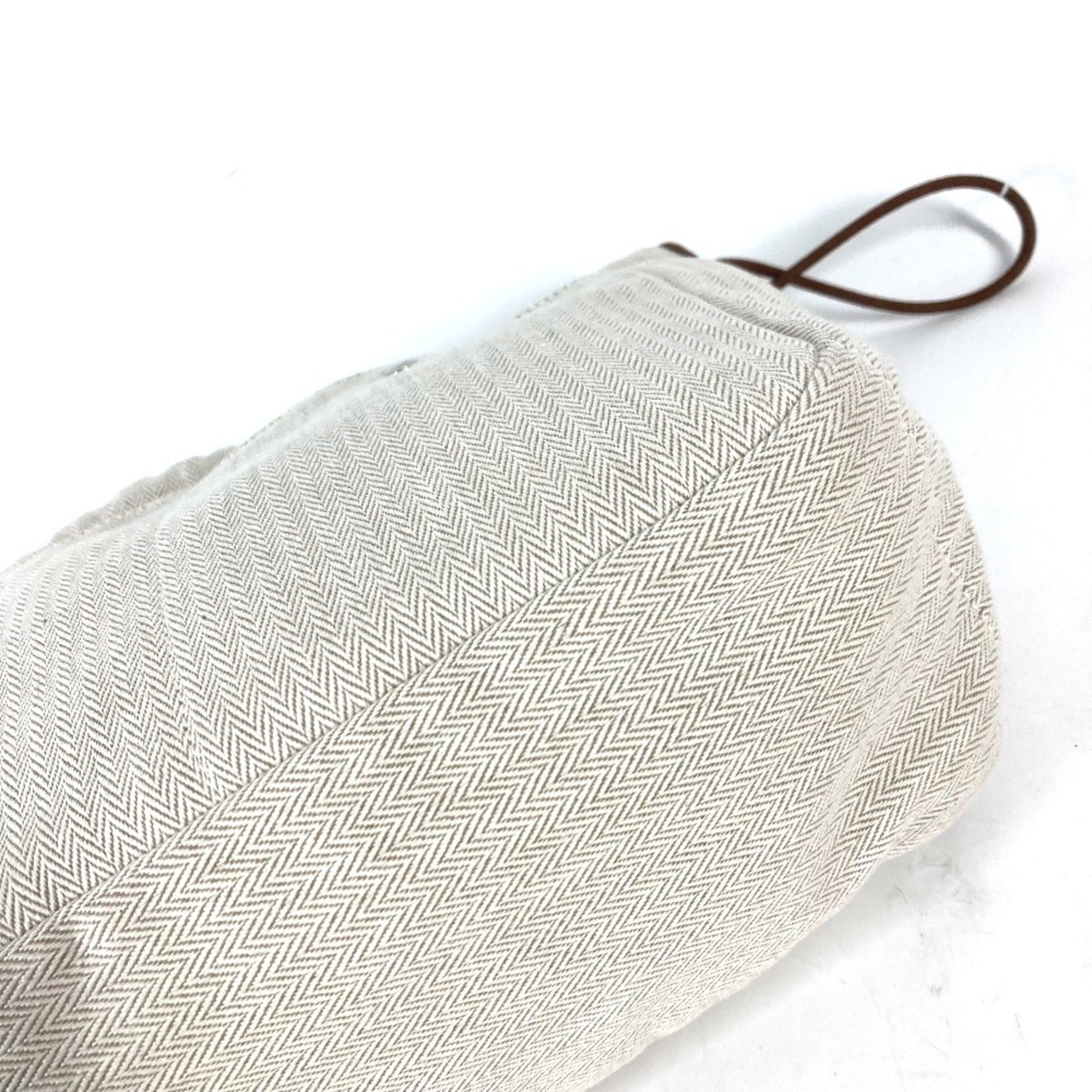 Hermes Beige Dark Brown Toile Chevron Barenia Leather Pouch (Pre-Owned)