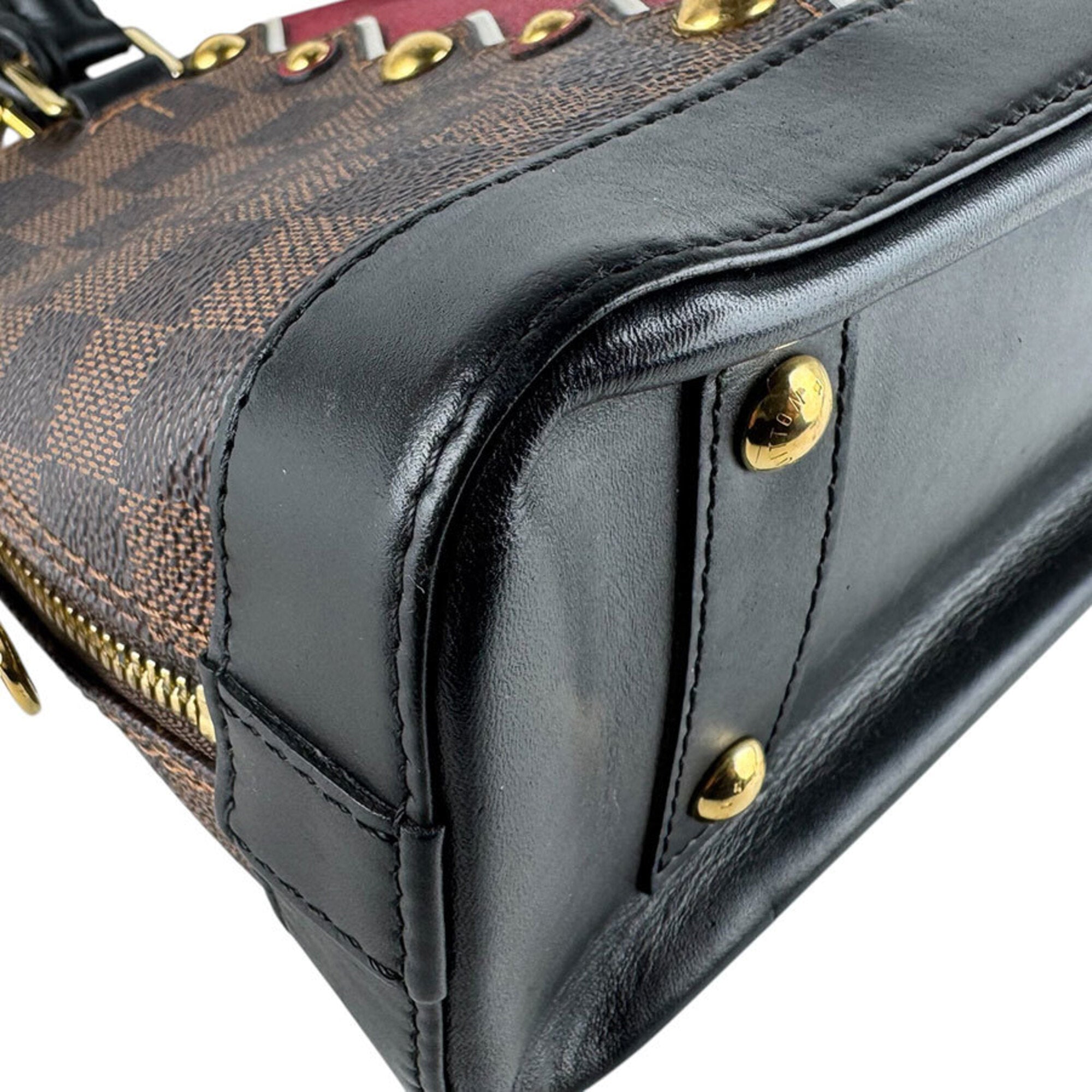 Louis Vuitton Black Brown Red Color Damier Canvas Handbag Shoulder Bag (Pre-Owned)