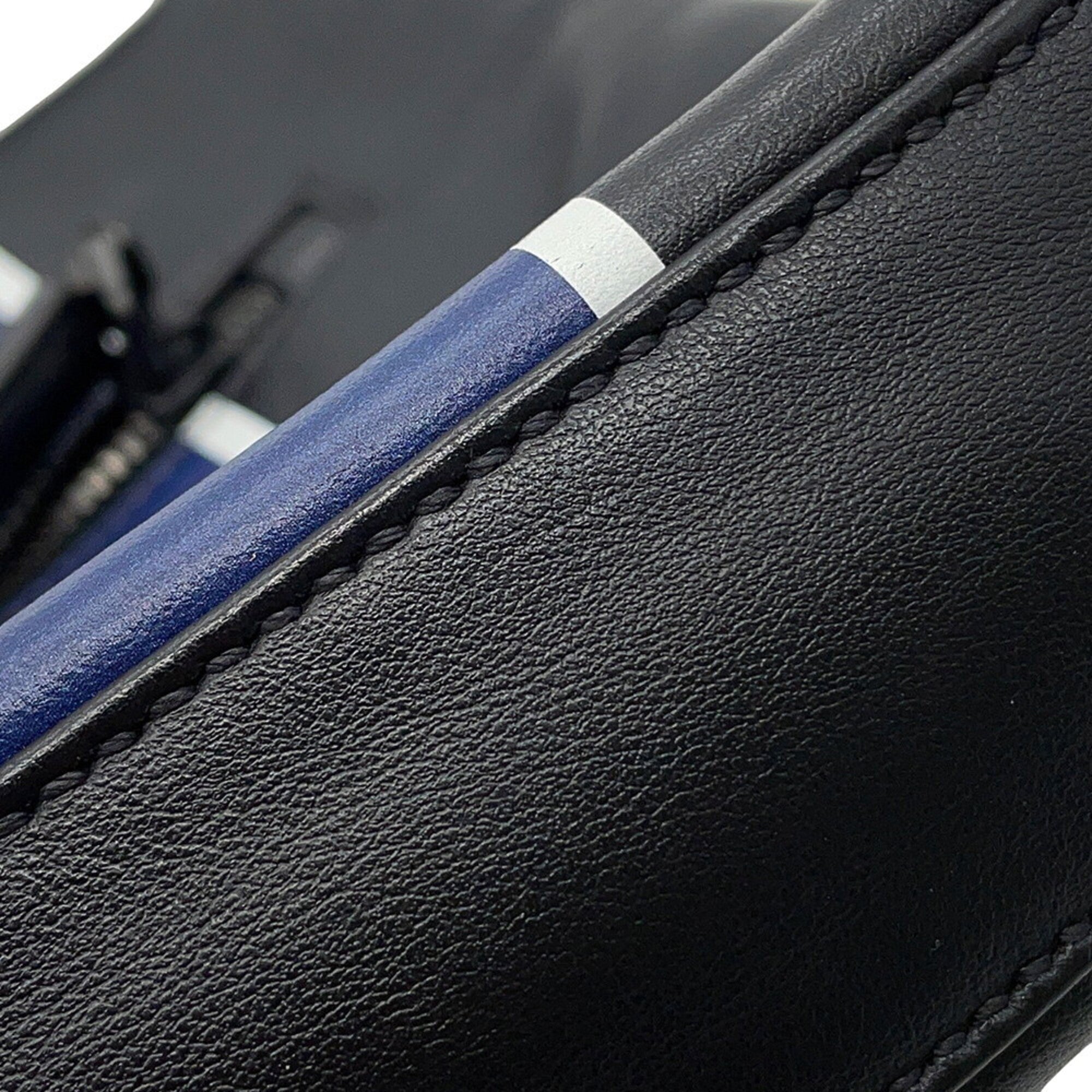 Prada Black Blue Leather Handbag Shoulder Bag (Pre-Owned)